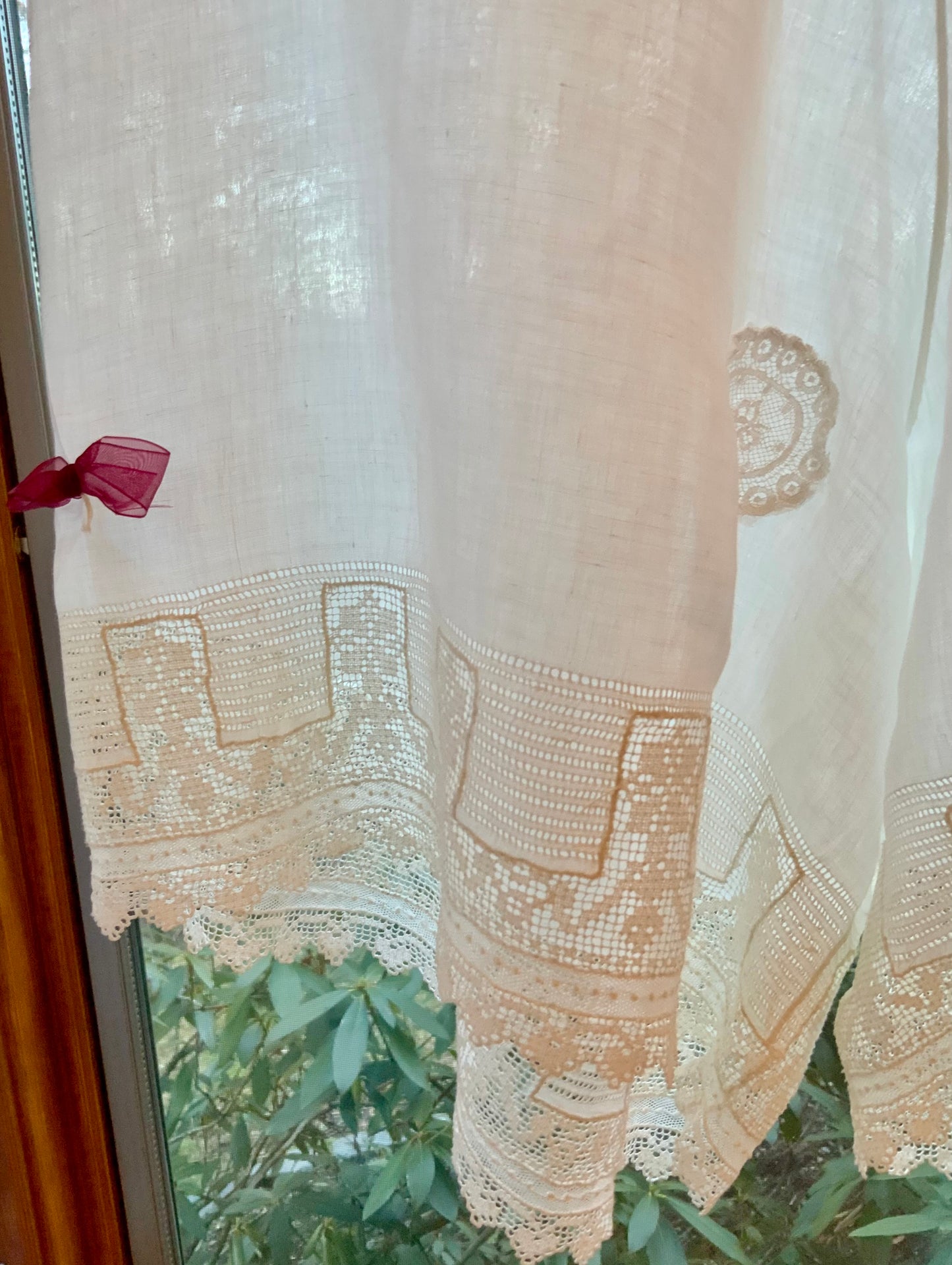 Antique Edwardian Cotton Bloomers c.1905–1915 | Filet Lace Ribbon Hem | Hand Monogram “AB” | Split Drawers Lingerie-ED69