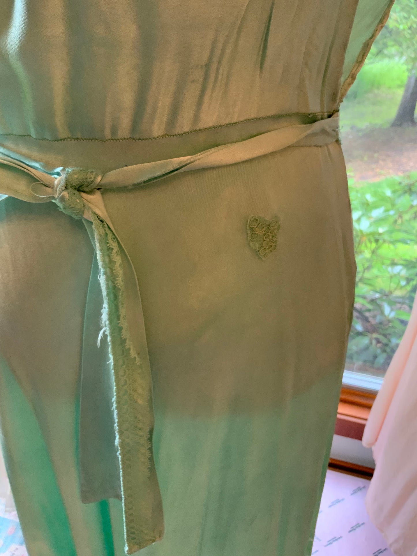 Hand Dyed Green Nightgown Satin - 50s -50G