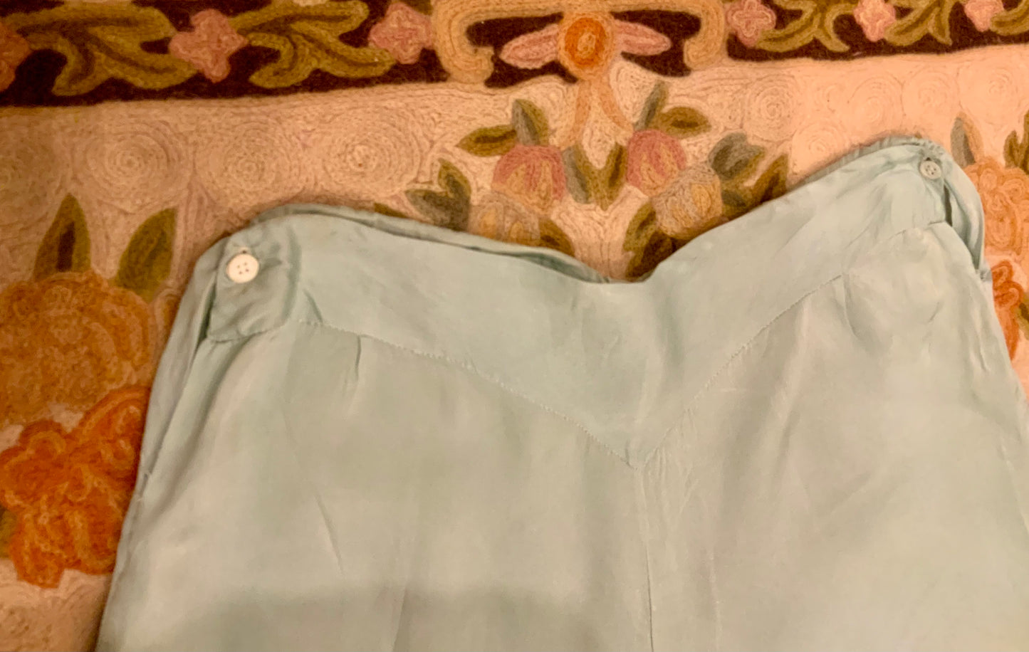 1930s Silk Pajama Pants – Pale Jade Vintage Lounge Trousers - 30AX