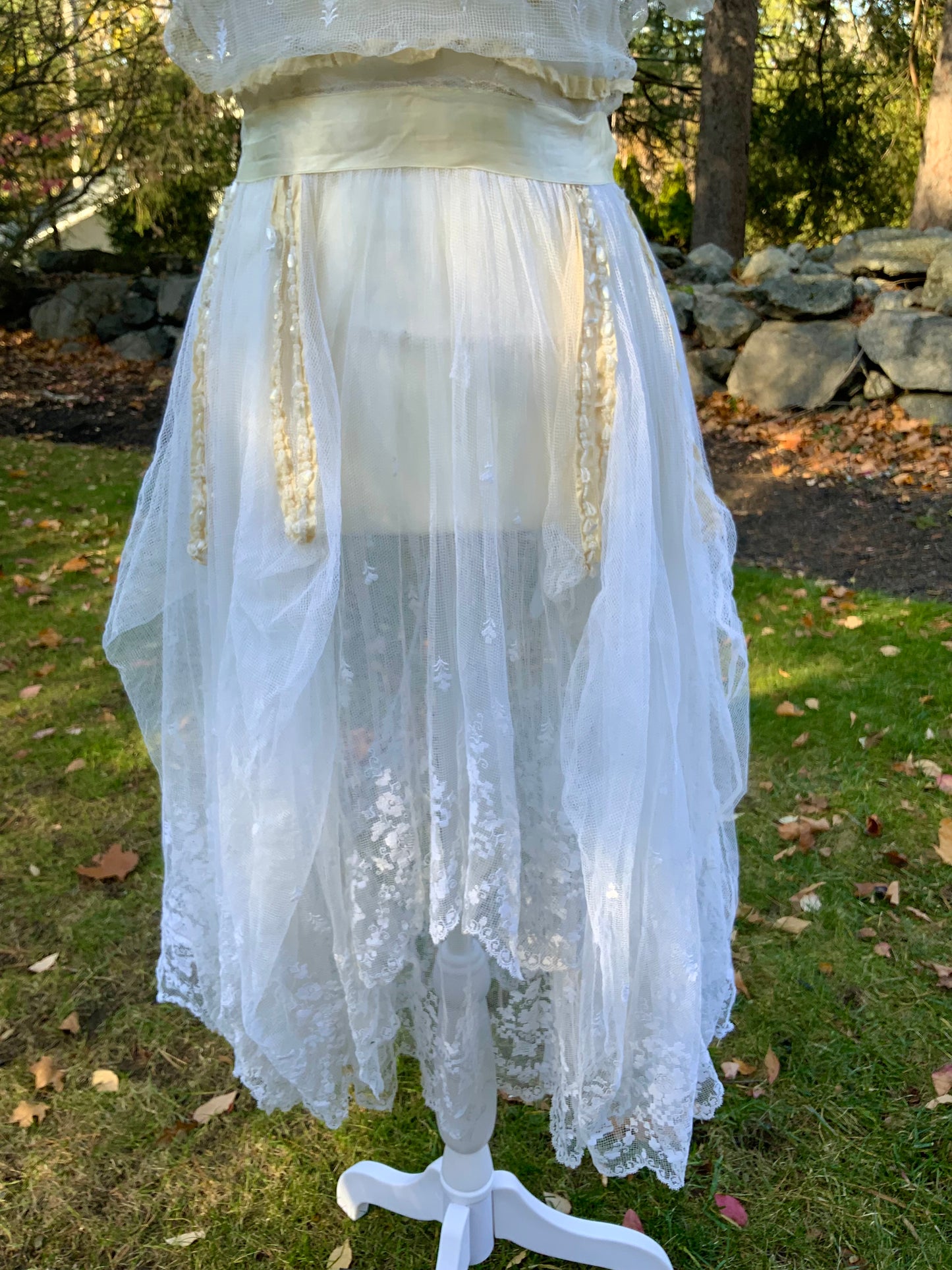 Antique Tulle Dress -Filet Lace – Early 1900s – ED40