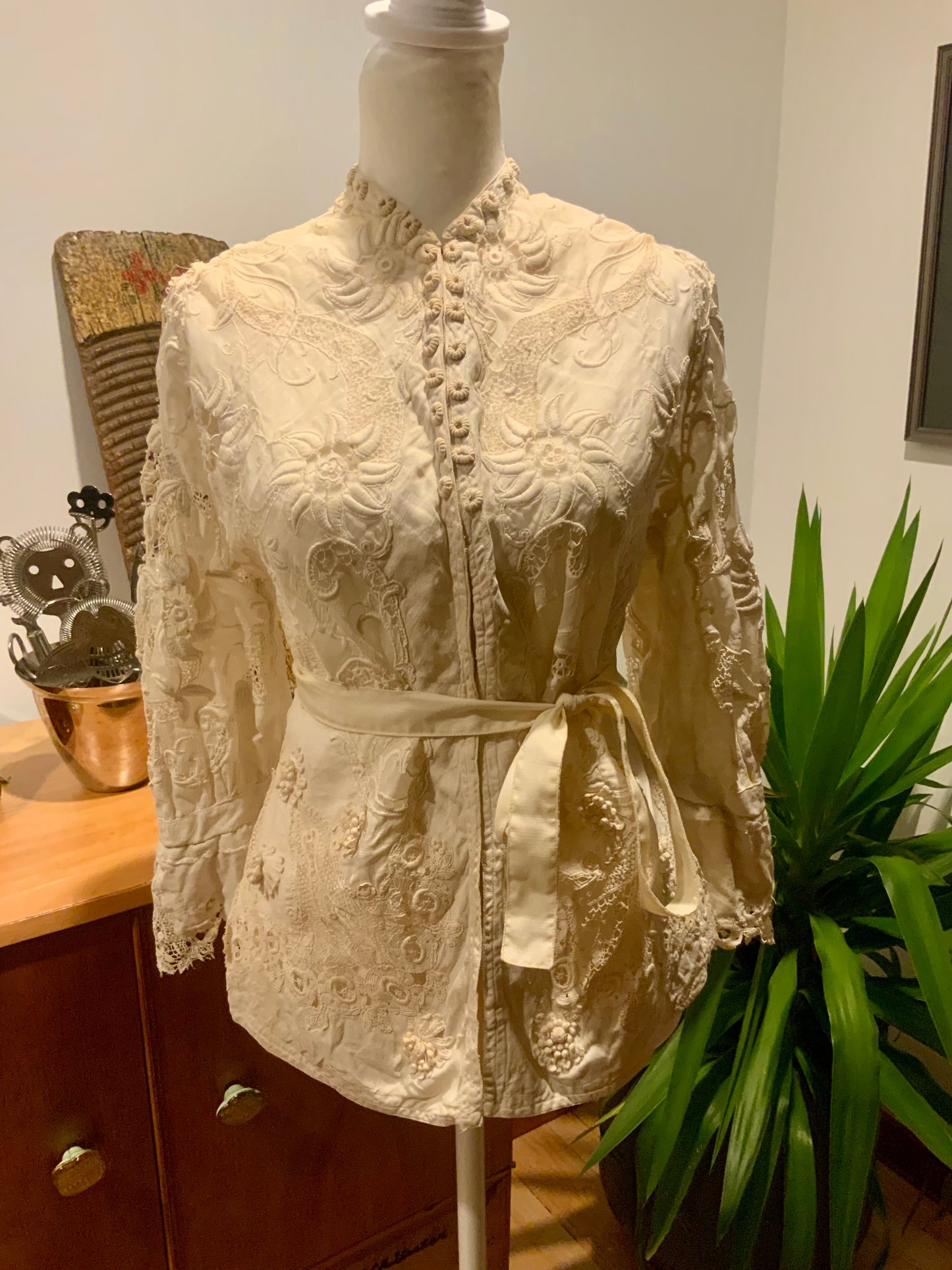 Edwardian Irish Lace & Embroidered Cotton Jacket – 1900s - ED26
