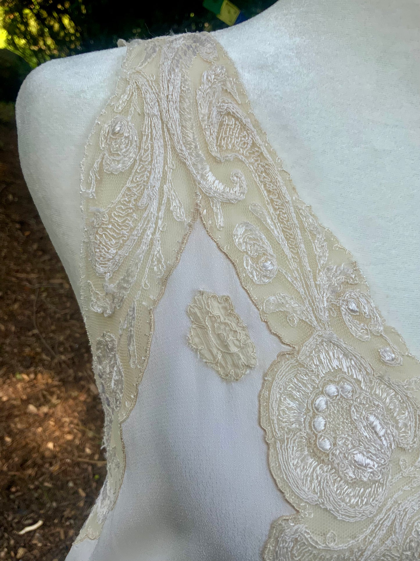 1930s Pure Silk Bridal Slip Dress Lace Bias Cut Wedding Gown Lingerie S/M-30BX