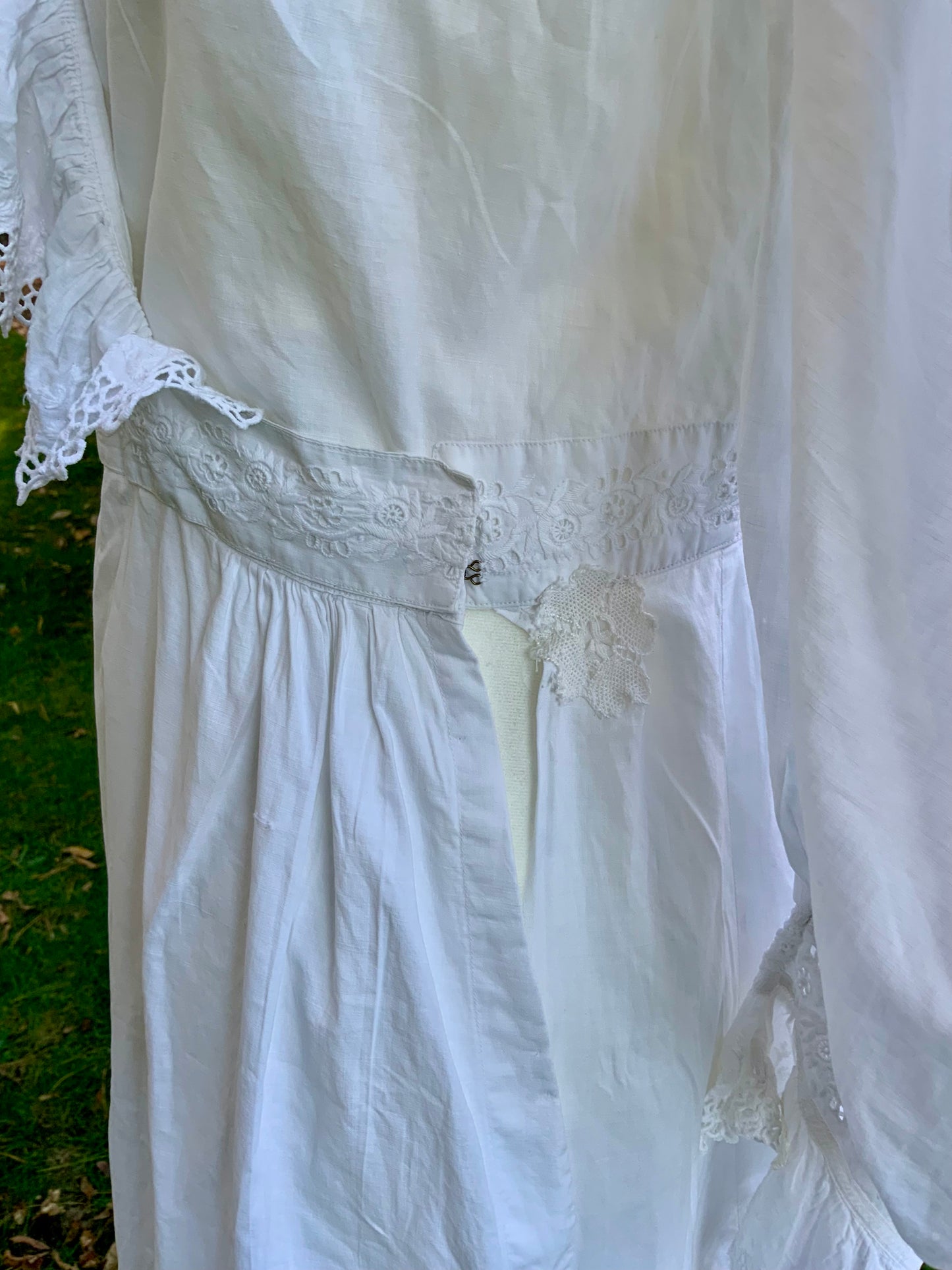Edwardian White Cotton Lace Dress – Antique Lawn Gown Restored - ED24