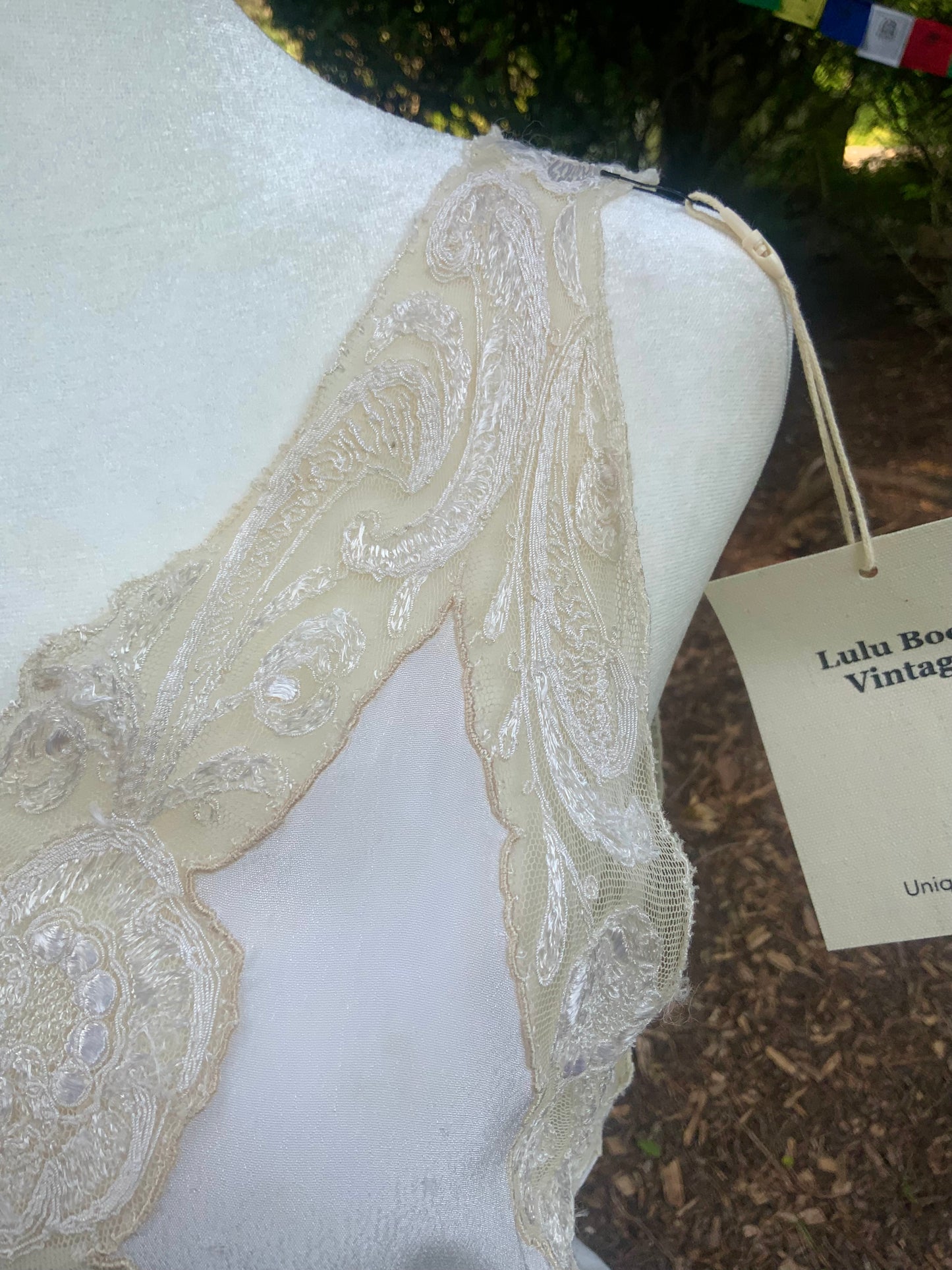 1930s Pure Silk Bridal Slip Dress Lace Bias Cut Wedding Gown Lingerie S/M-30BX