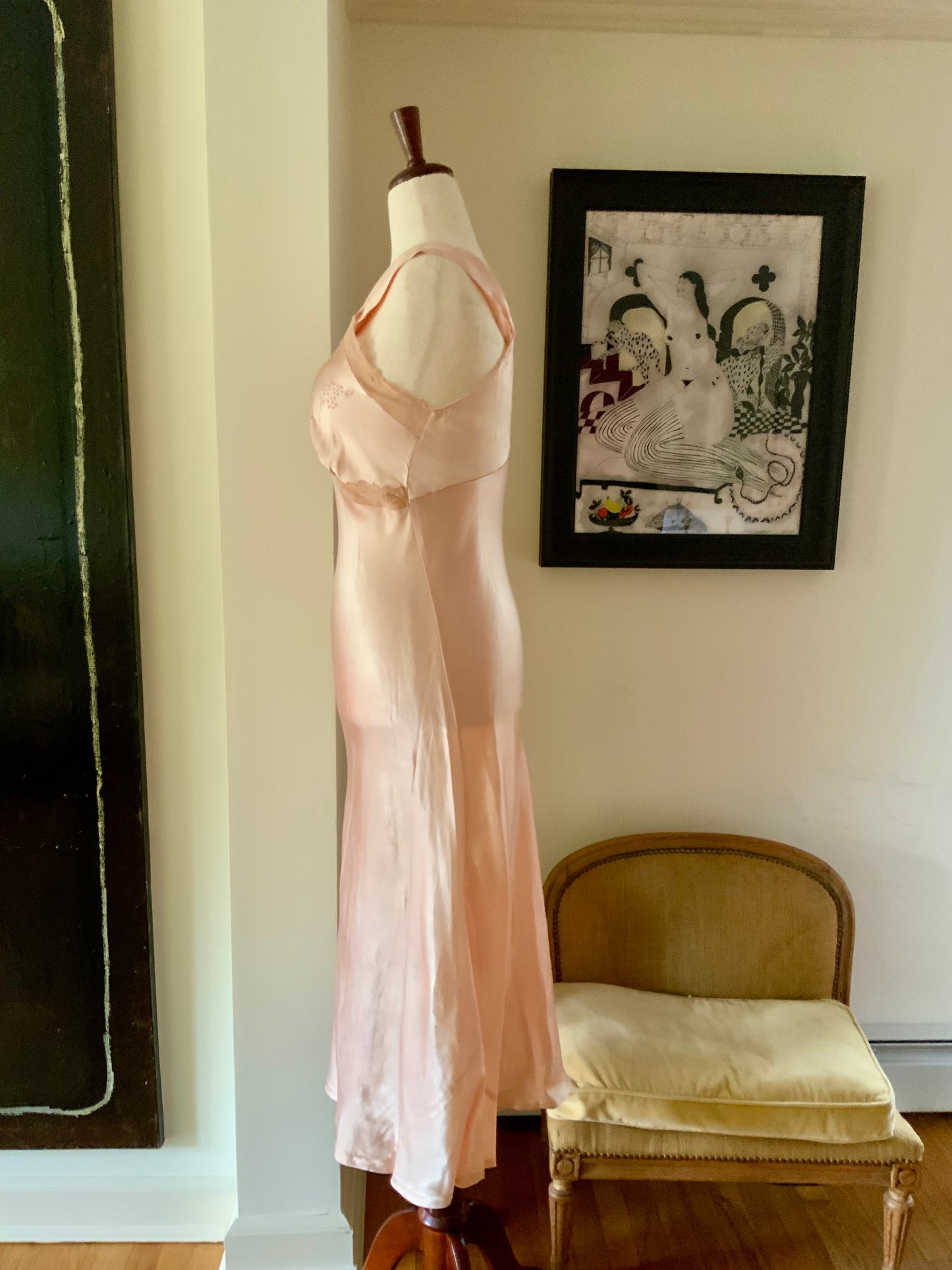 Satin Bridal Nightgown - 50s - M/L