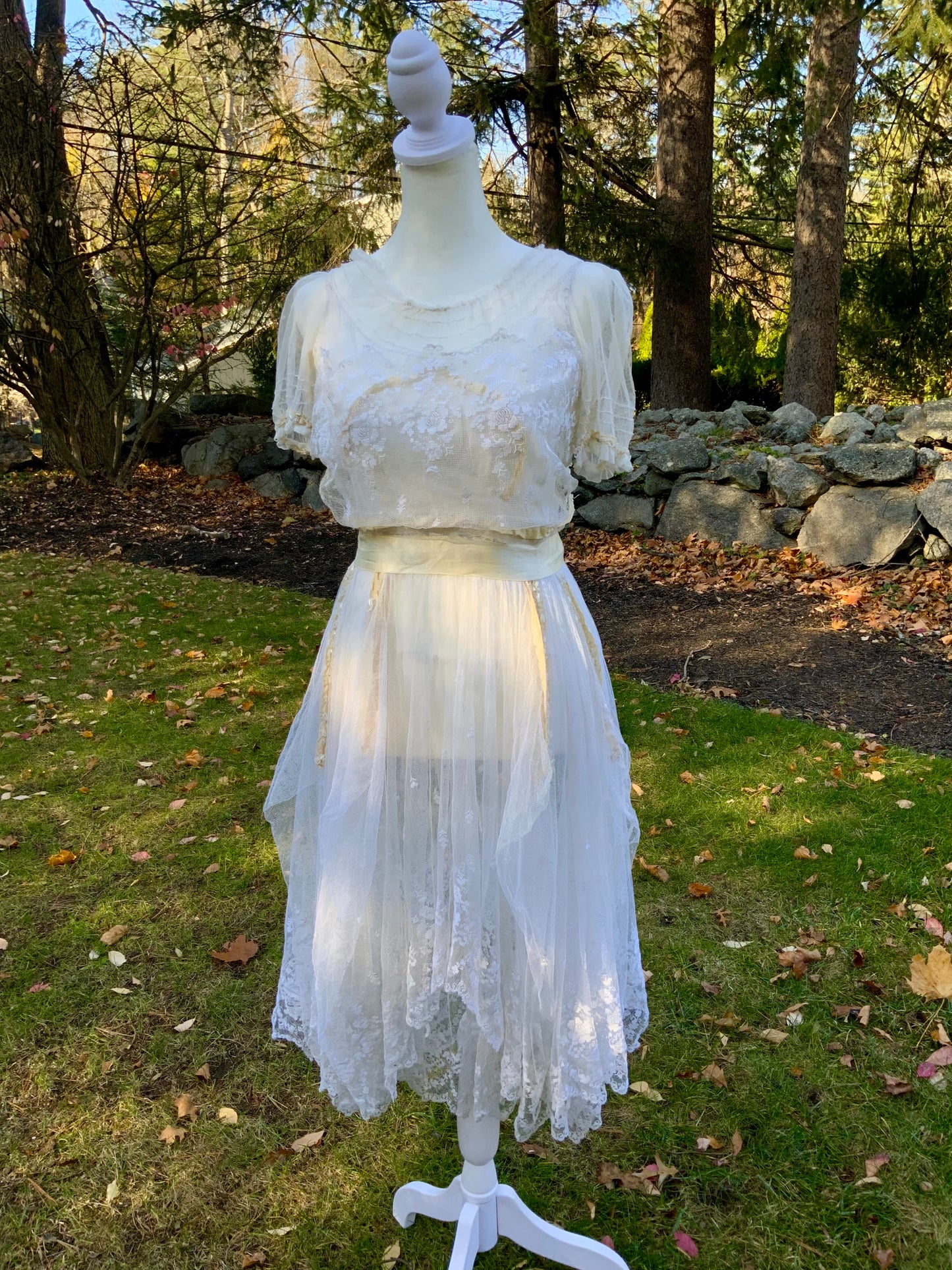 Antique Tulle Dress -Filet Lace – Early 1900s – ED40