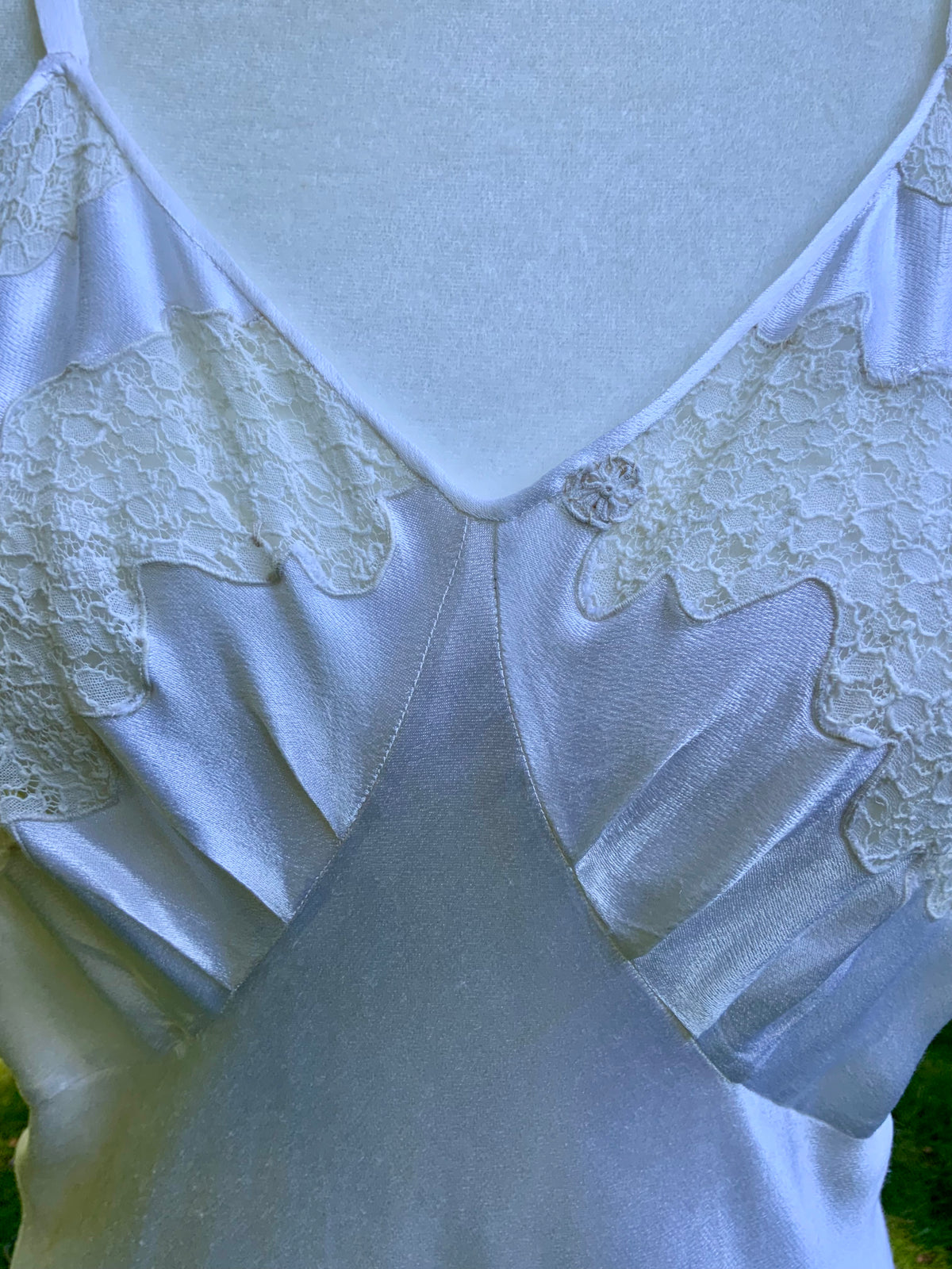 1930s Ivory Satin Bias Cut Slip Dress.40BY