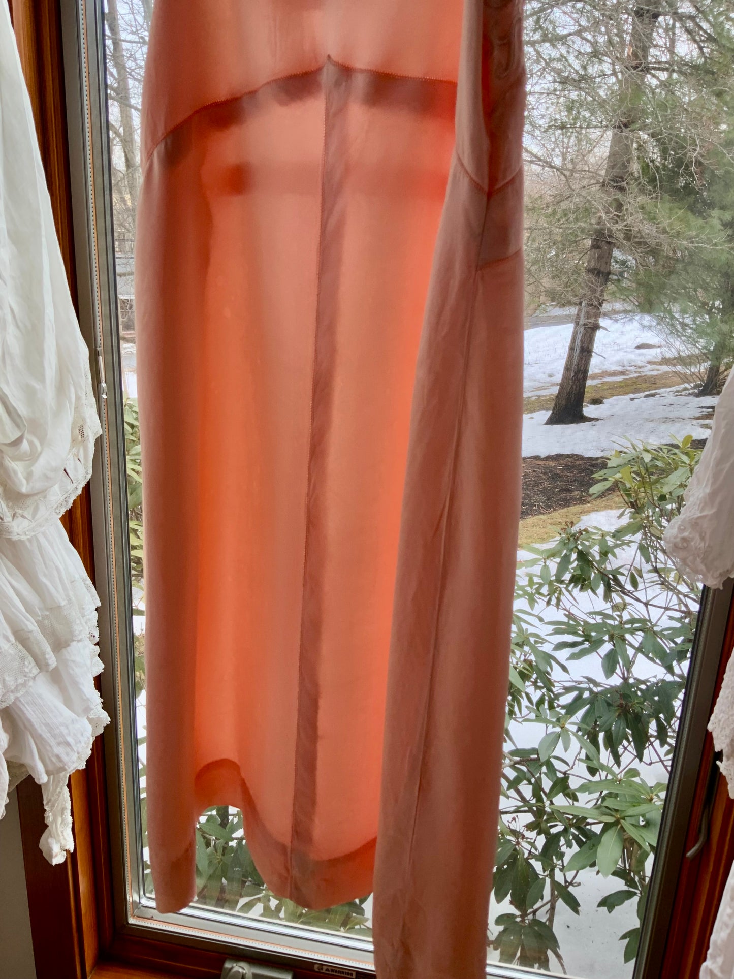 Vintage Peach Silk Satin Slip Dress - 1990s Lingerie Dress-90G