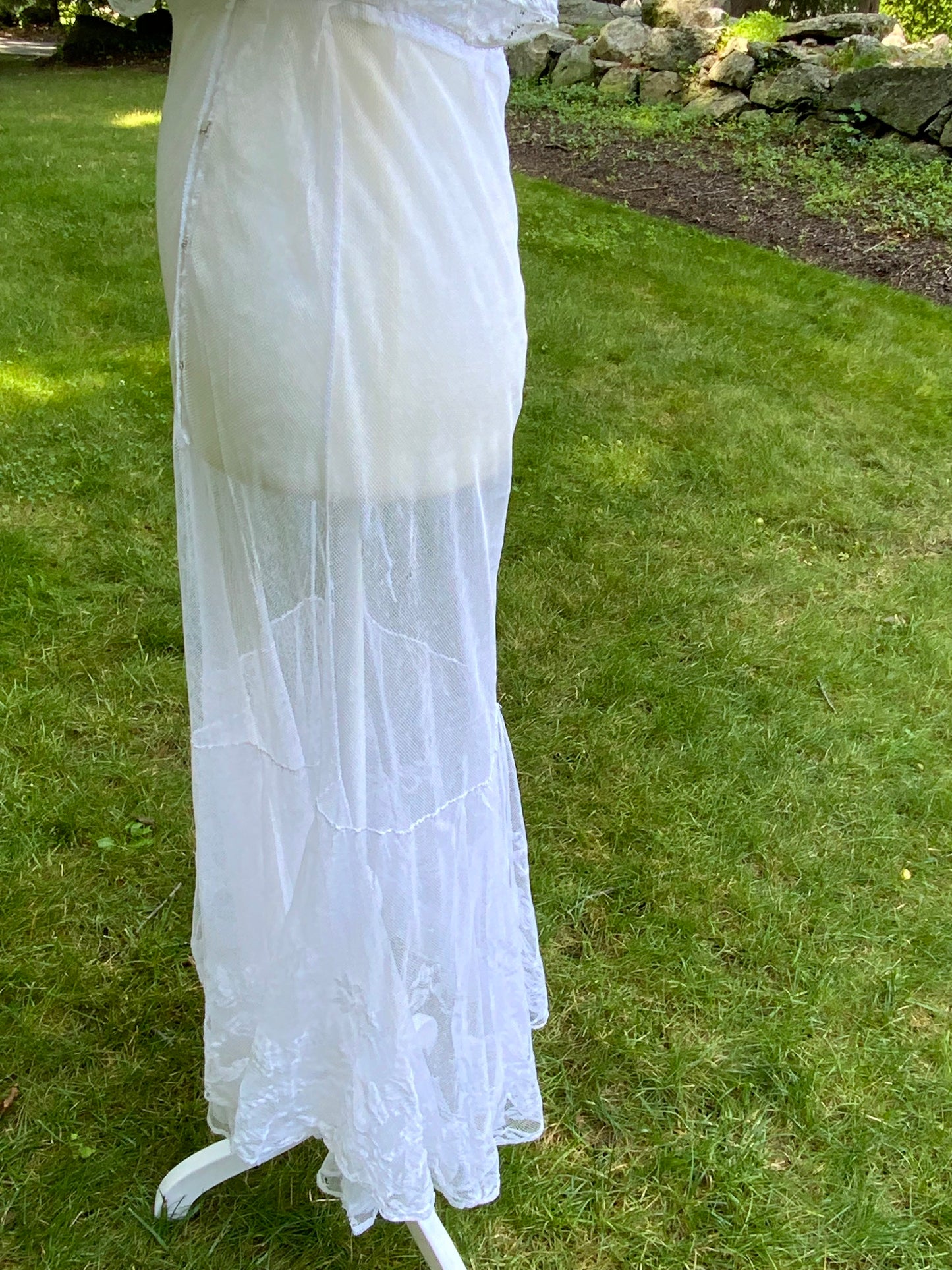 1930s Sheer White Tulle Lace Dress Vintage Bridal Dress Romantic Wedding Dress Floral Tulle Gown Ethereal Dress- Iconic -30DN