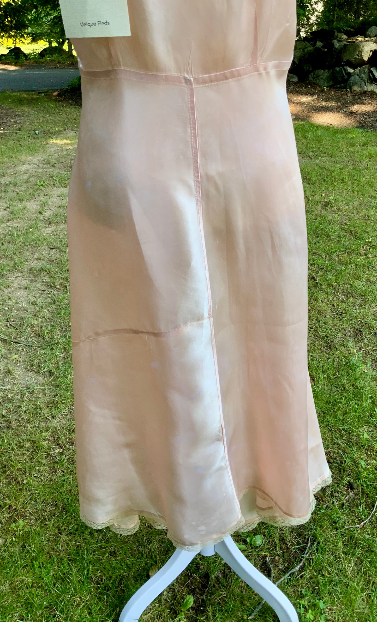 1940s Vintage Peach Satin Slip Dress Embroidered Floral Bodice Restored Bridal Boudoir Nightgown.40CG