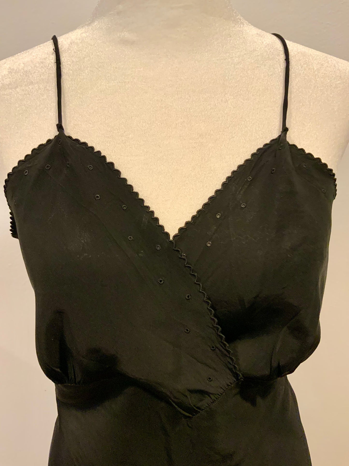 Rare 1940s Bias-Cut Black Silk Slip Dress | Old Hollywood Elegance-40AS