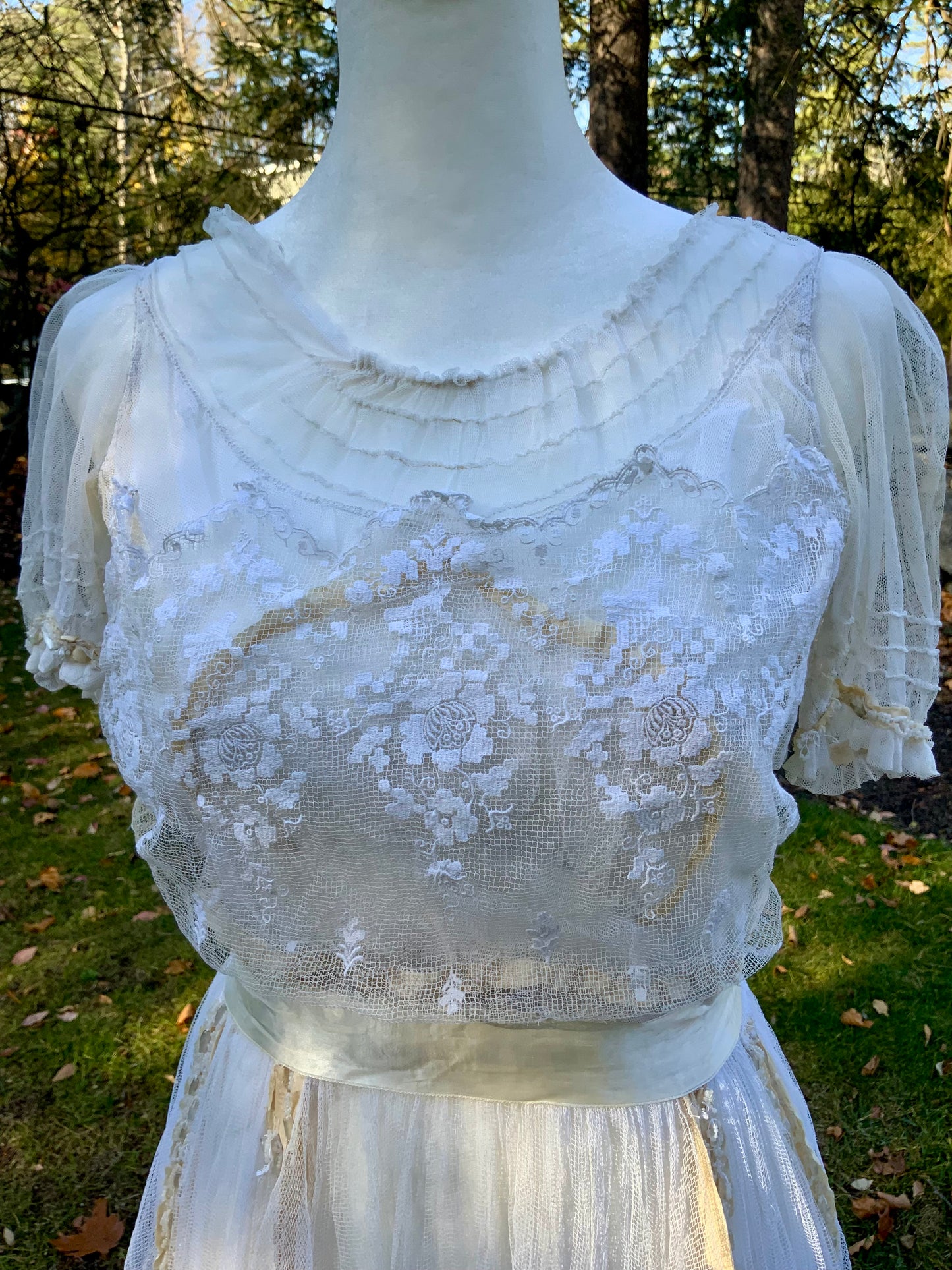 Antique Tulle Dress -Filet Lace – Early 1900s – ED40