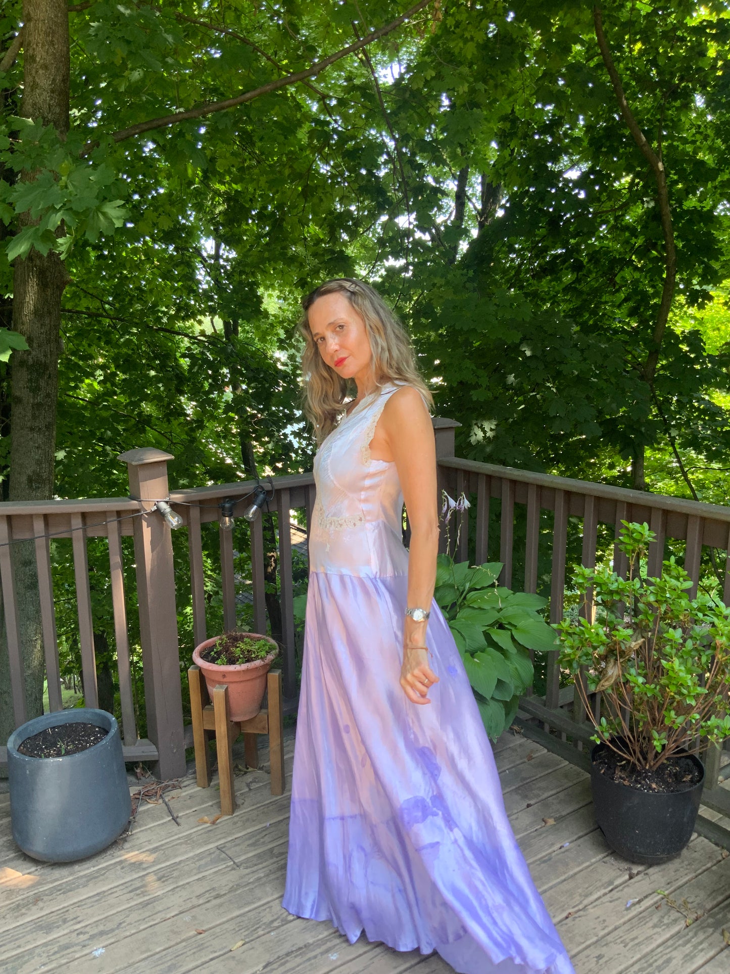 Hand Dyed Satin Nightgown- 50s