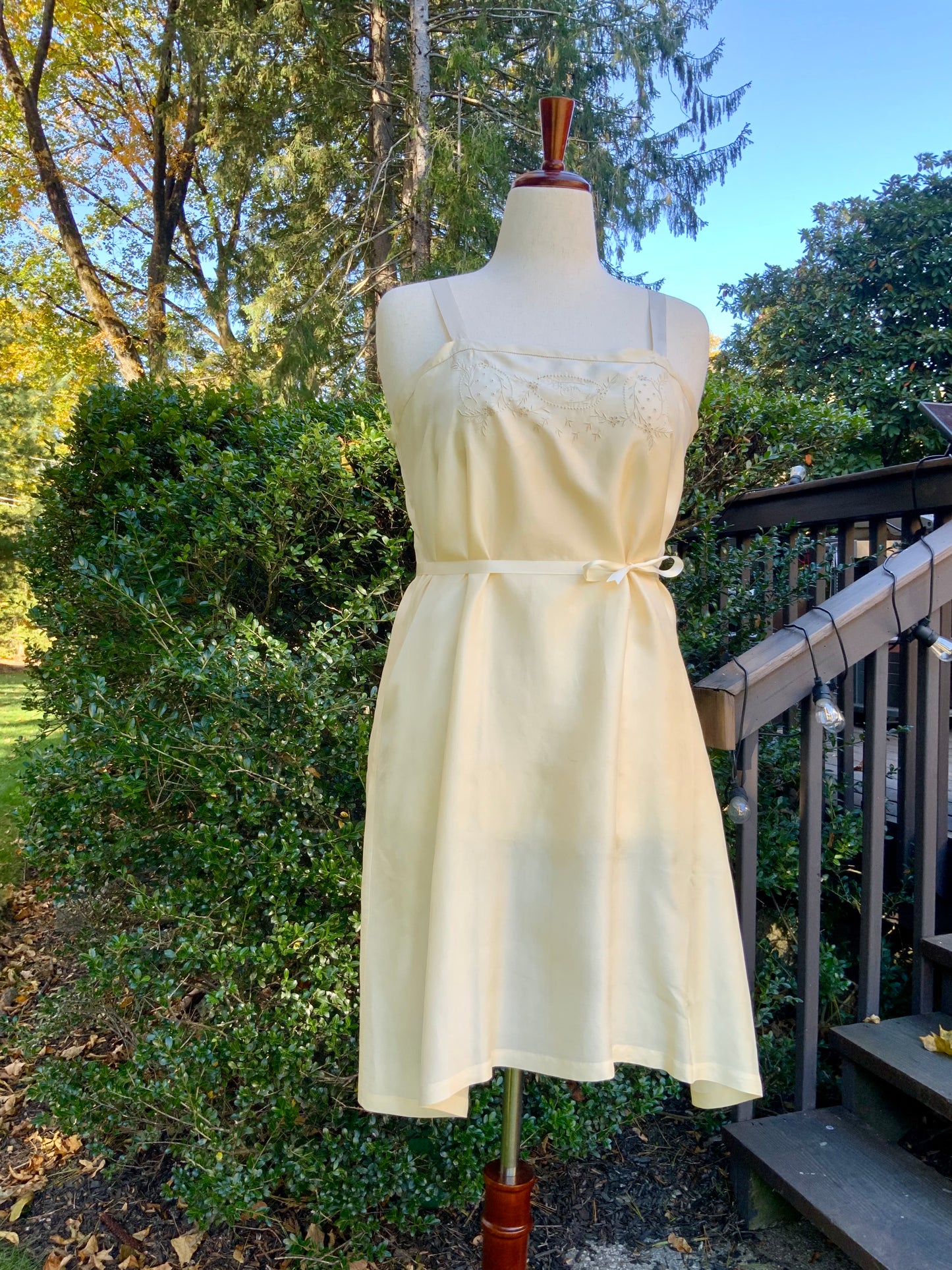 Edwardian Pure Silk Slip Dress c.1905–1915 – Hand Embroidered “Rosita” Monogram | Antique Lingerie Heirloom -ED23