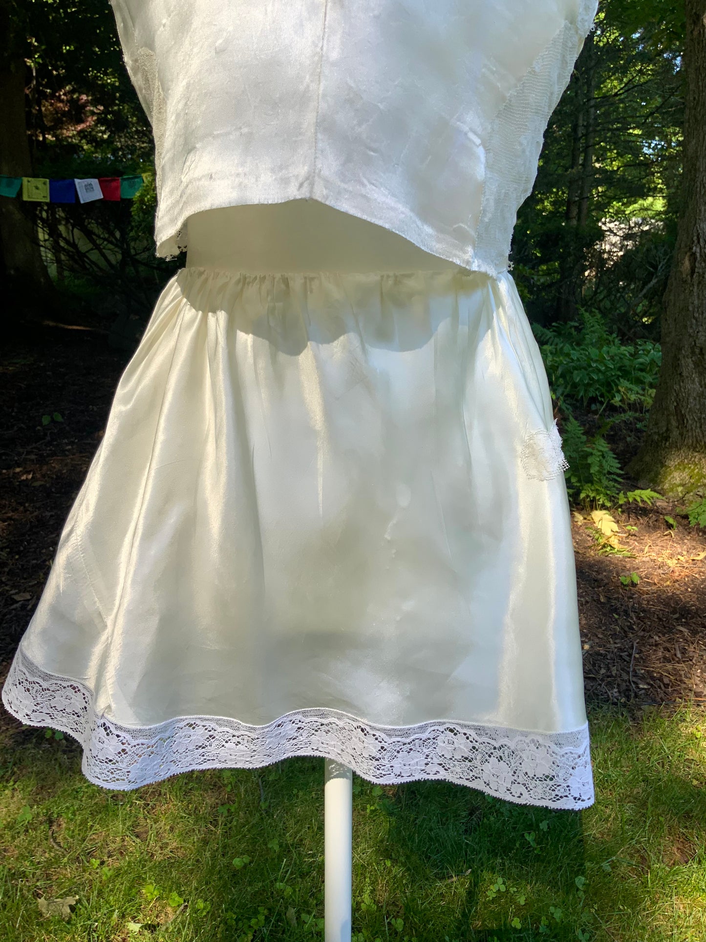 One-of-a-Kind Reconstructed 1940s Silk Set | Vintage Lace Top & Skirt-40CF