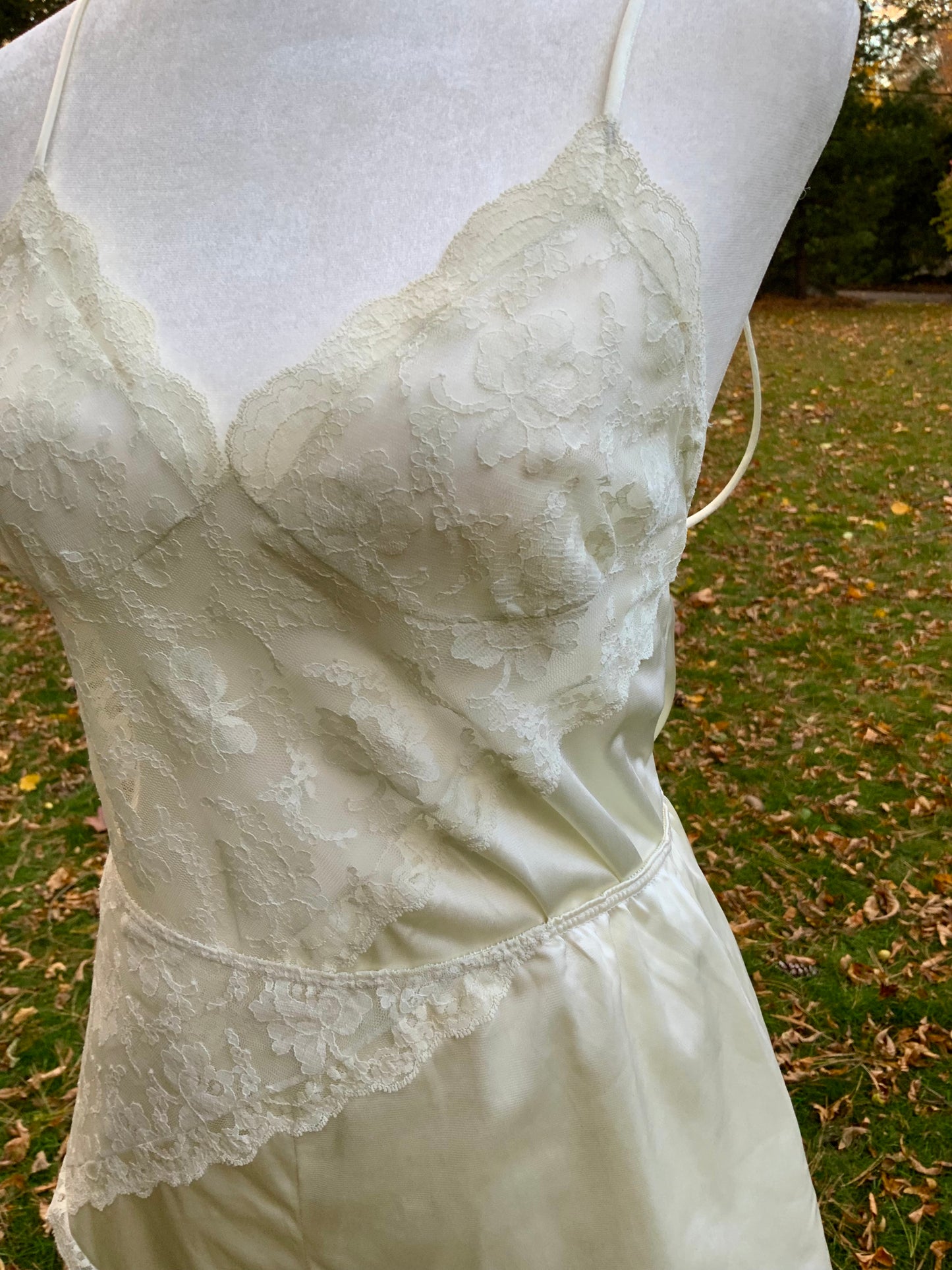 Vintage Bob Mackie for Glydons Ivory Lace & Satin Teddy | Late 1970s Designer Lingerie- 70X