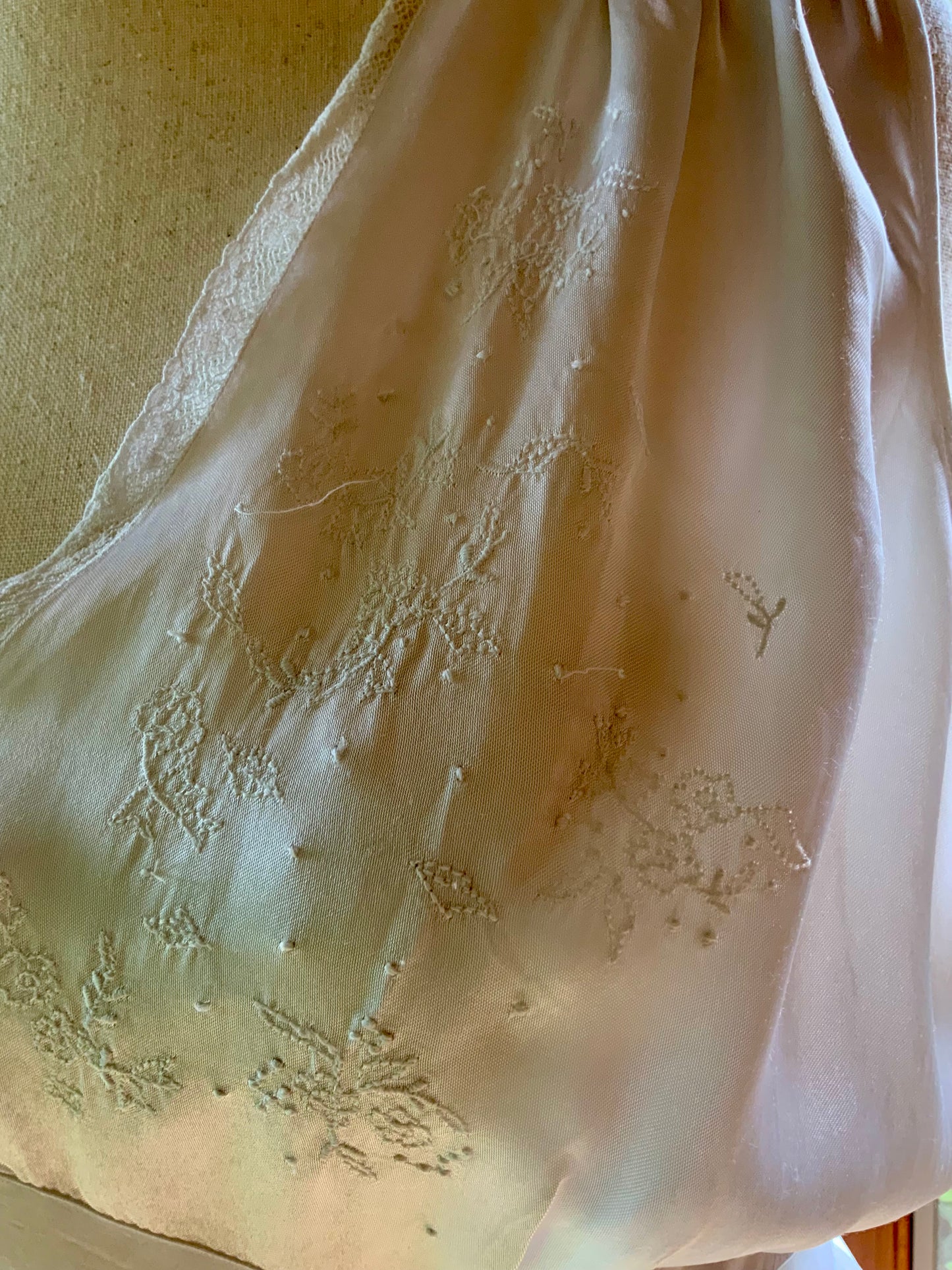 1930s Bridal Nightgown | Embroidered Bias Cut Boudoir Gown | Ivory Wedding Lingerie-30DI