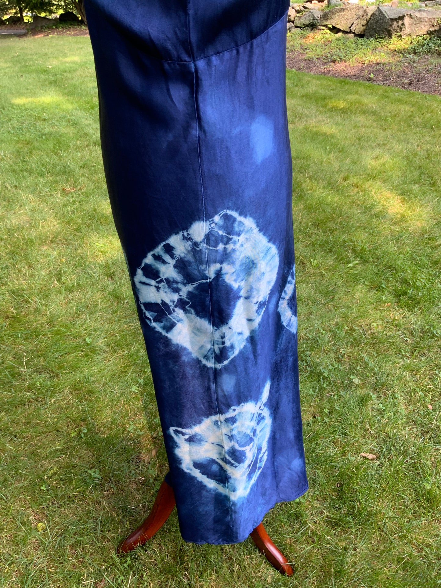 1930s Hand-Dyed Indigo Silk Slip Dress with Batik Resist Dye | OOAK
-40BN