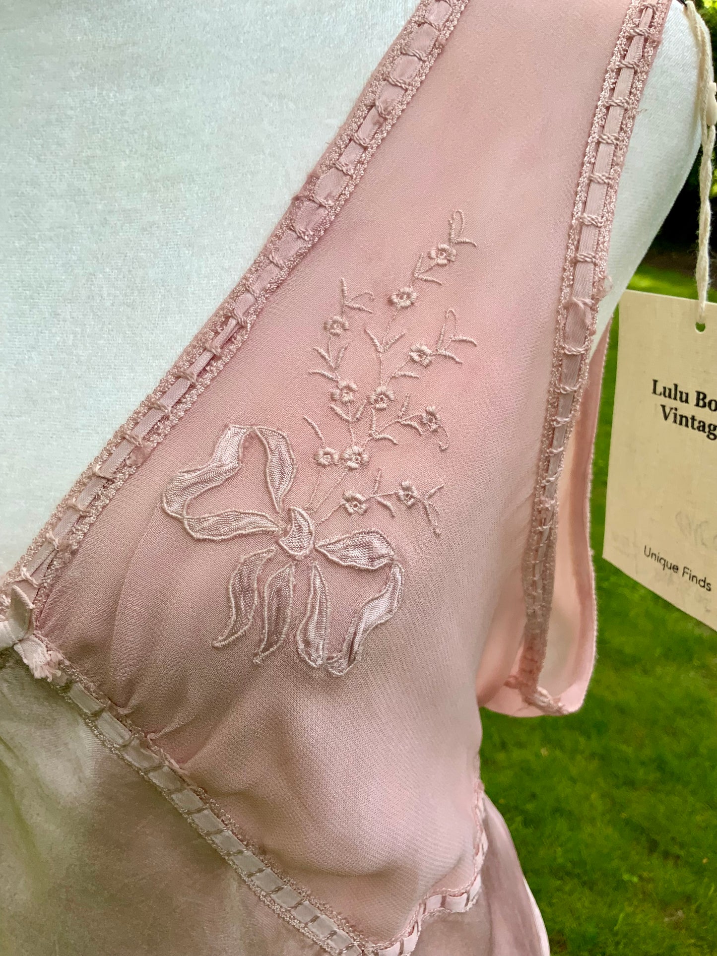 One of a Kind Hand Dyed 1930s Silk Satin Gown | Peach Nude Antique Slip Dress-30CE