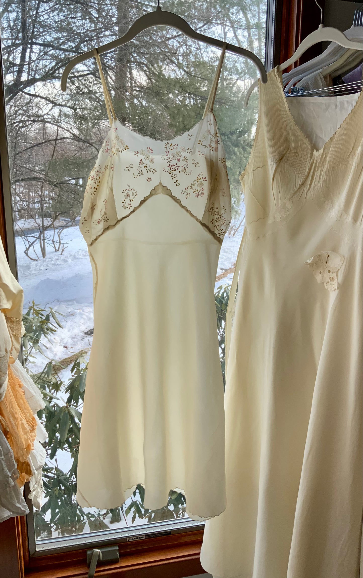 1920s–30s Pure Silk Embroidered Slip Dress-30BD