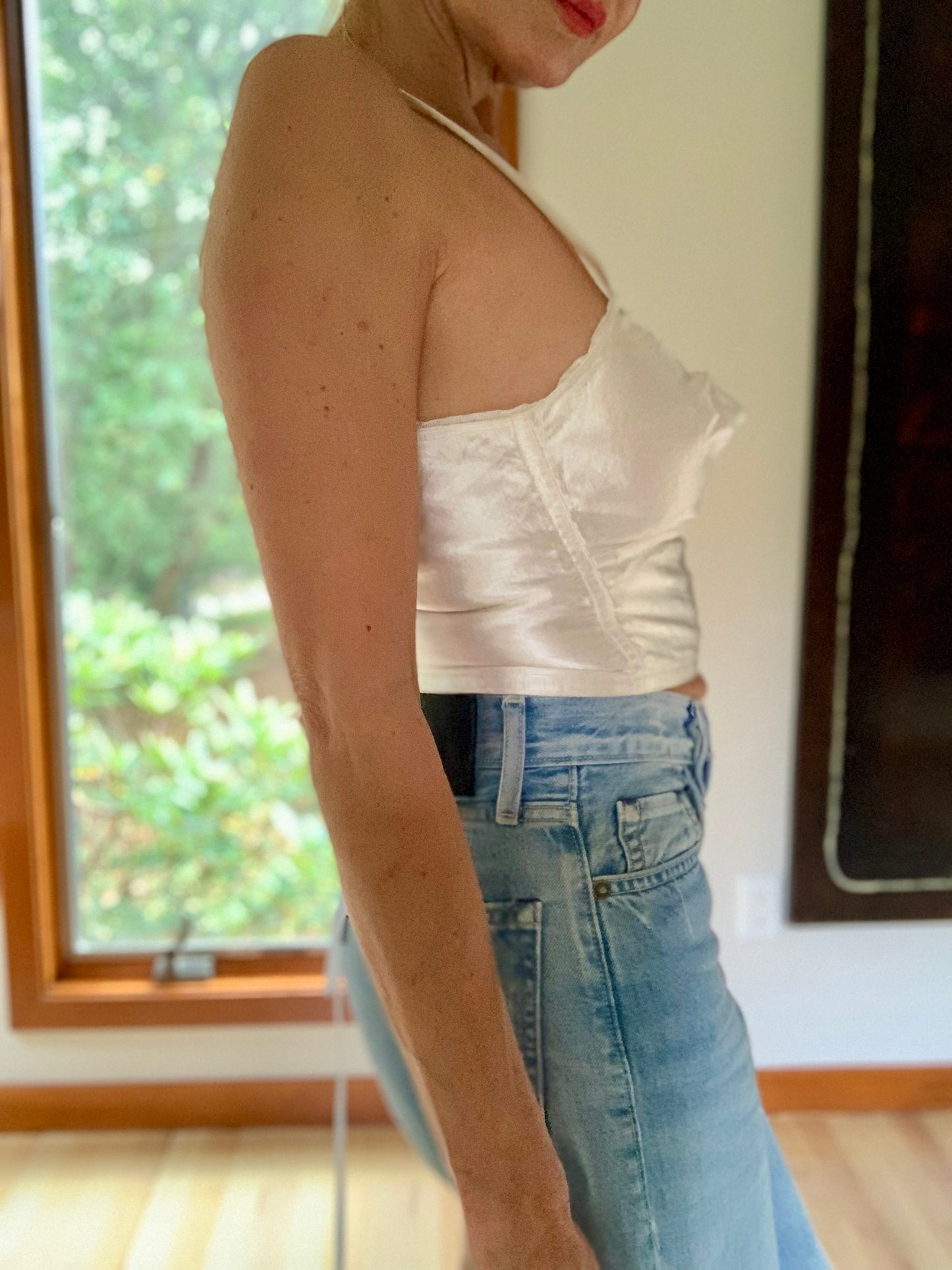 Satin Longline Bra - 50s Bullet Bra - Vintage Bustier - 50s - 50BP