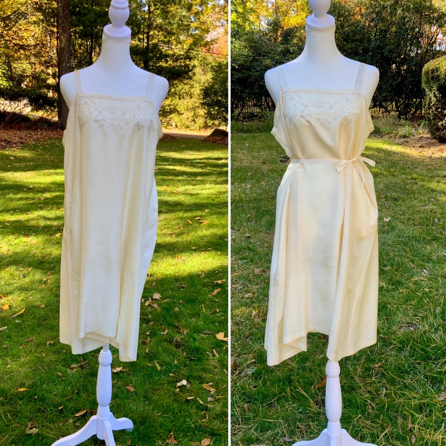 Edwardian Pure Silk Slip Dress c.1905–1915 – Hand Embroidered “Rosita” Monogram | Antique Lingerie Heirloom -ED23