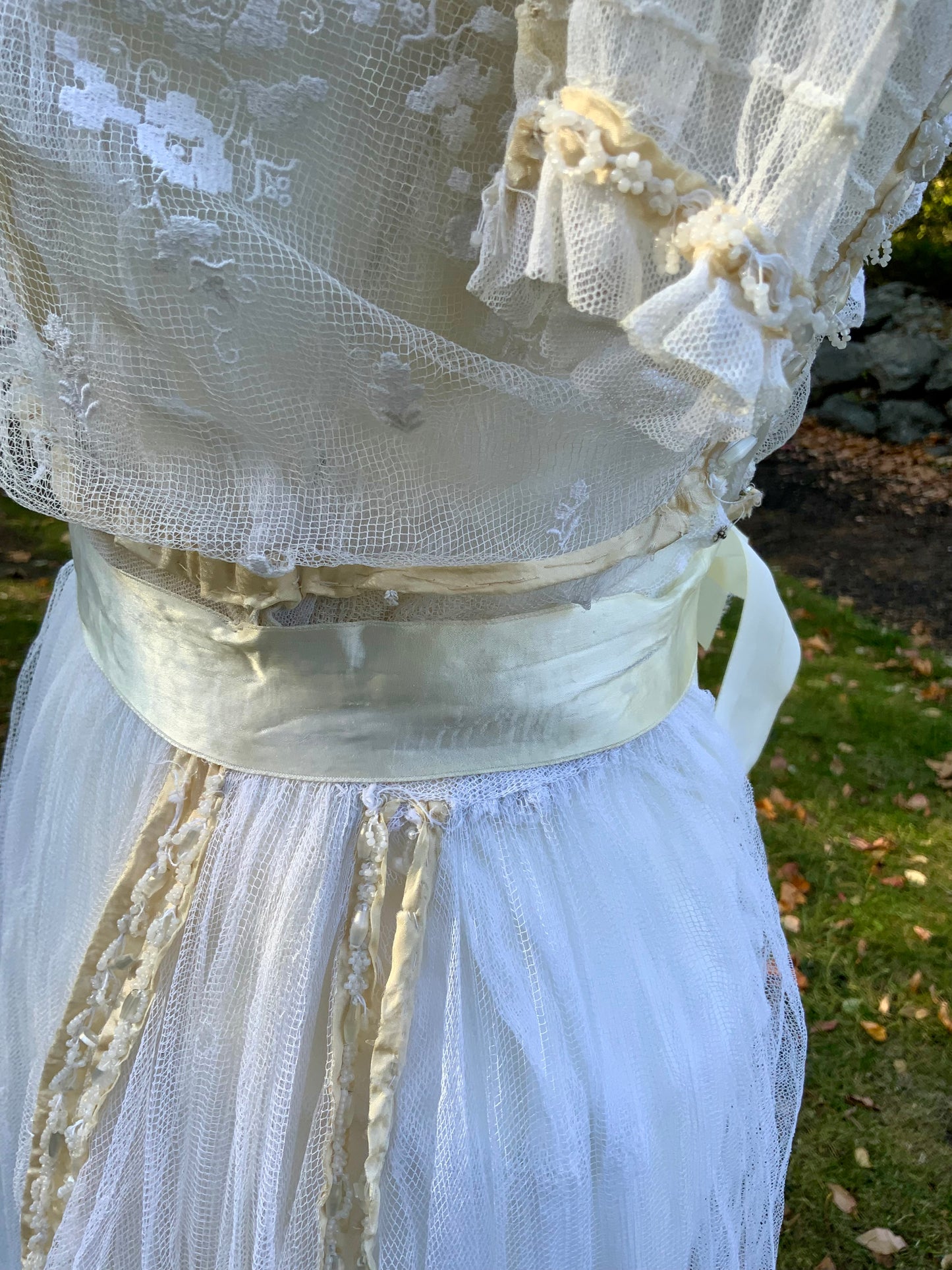 Antique Tulle Dress -Filet Lace – Early 1900s – ED40