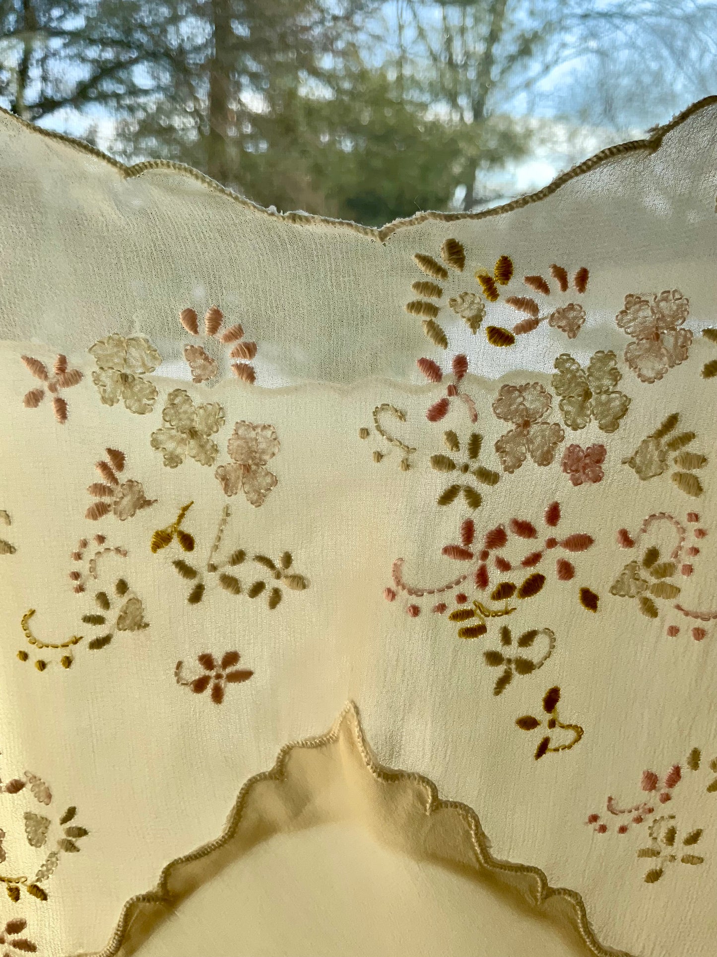 1920s–30s Pure Silk Embroidered Slip Dress-30BD