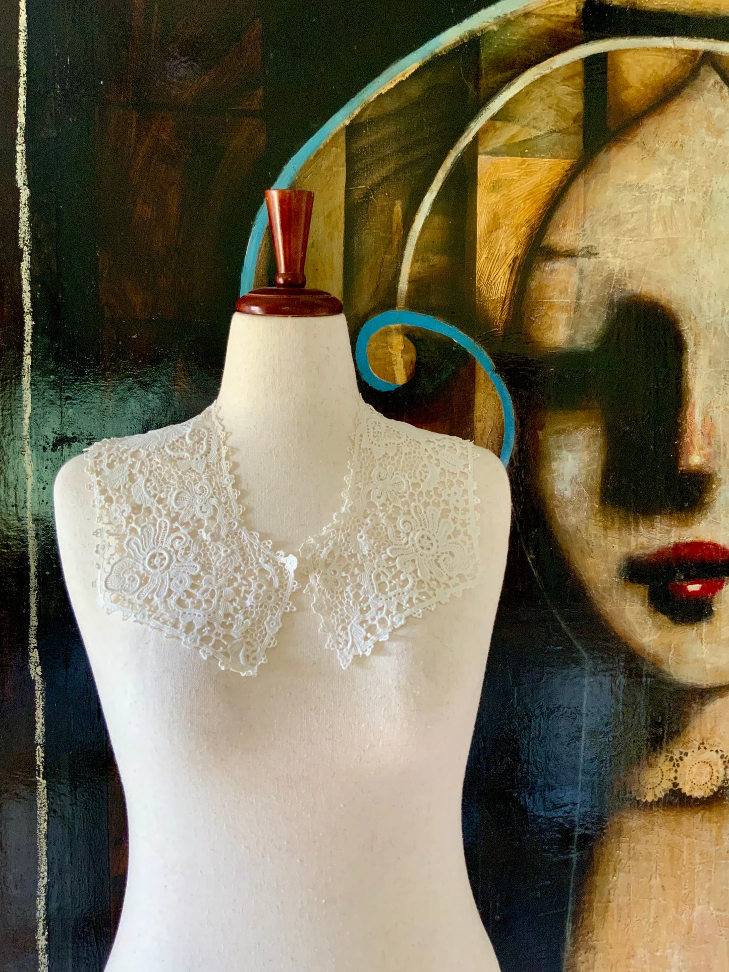 Antique Lace Statement Collar – Edwardian Inspired Guipure Floral Lace Detachable Collar