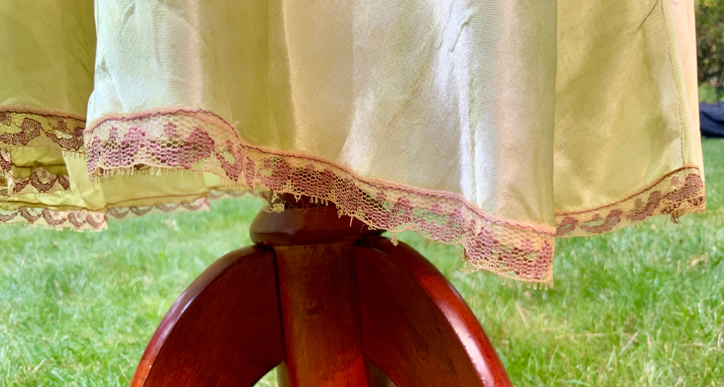1930s Hand Dyed     Botanical Inspired Hand Dyed Silk Slip Dress. One of a Kind Woodland Fairy Bias Cut Gown.30BZ