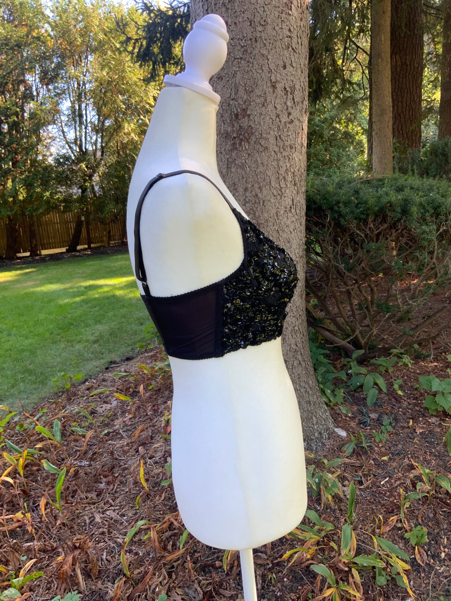 Rick Beach for Patti Capelli Black Sequined Bra Top - Late 70s/Early 80s - 80F