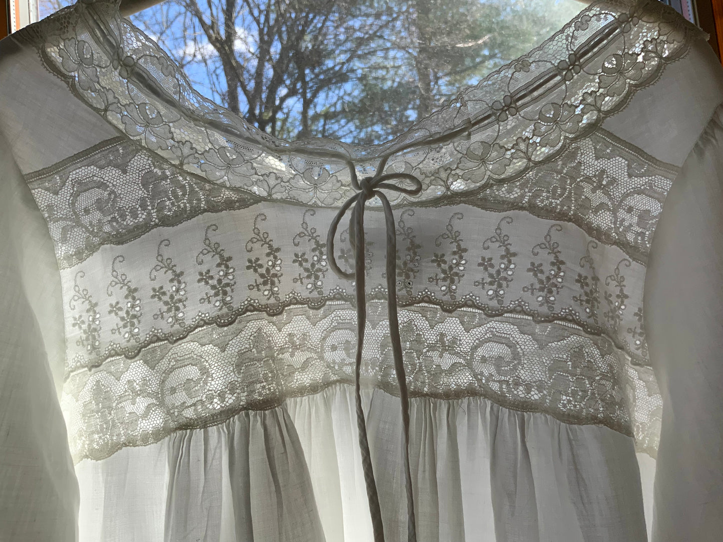 Vintage 1970s Christian Dior Lingerie White Cotton Lace Nightgown Dress | Romantic Edwardian Revival-70Z