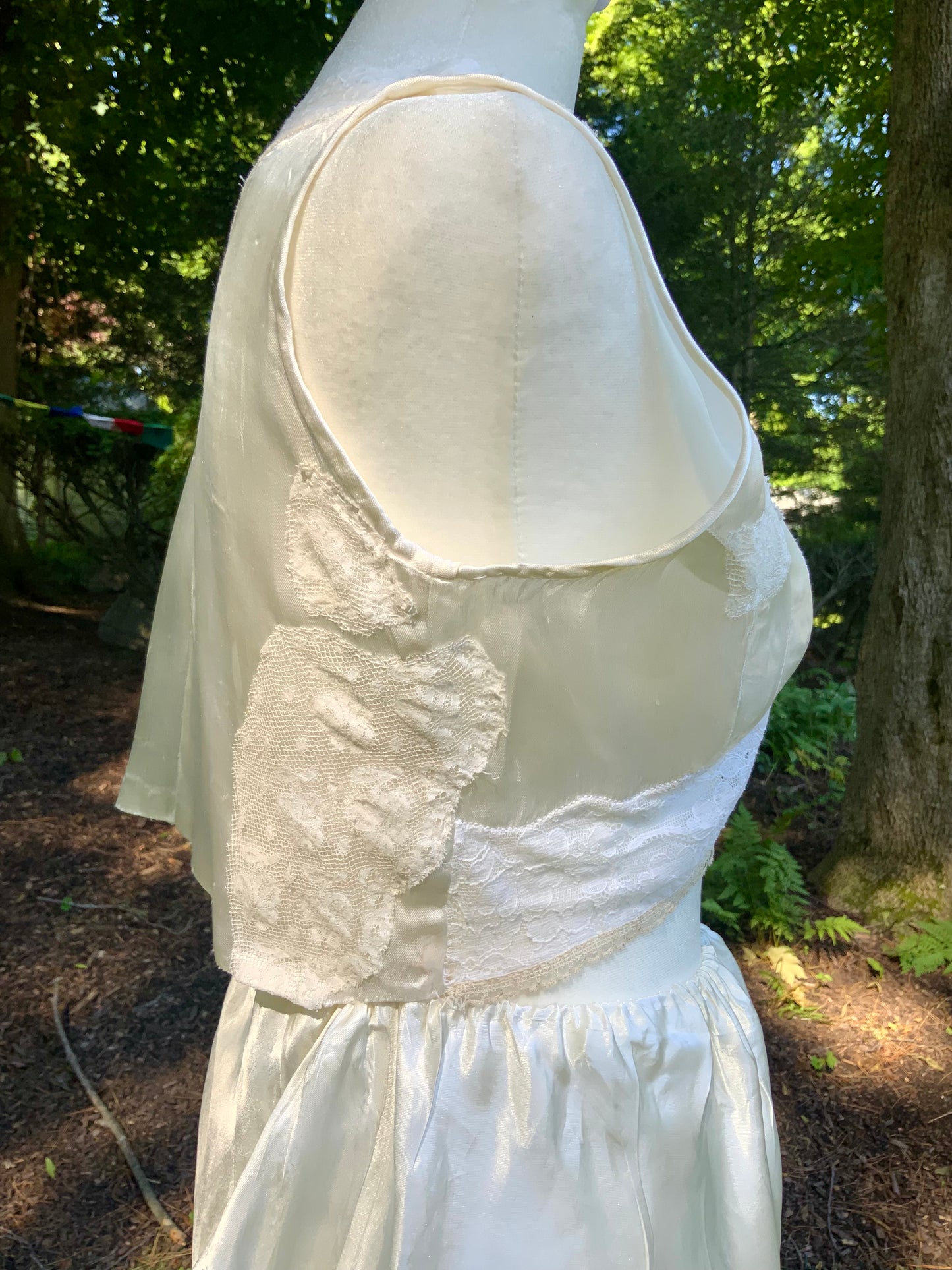 One-of-a-Kind Reconstructed 1940s Silk Set | Vintage Lace Top & Skirt-40CF