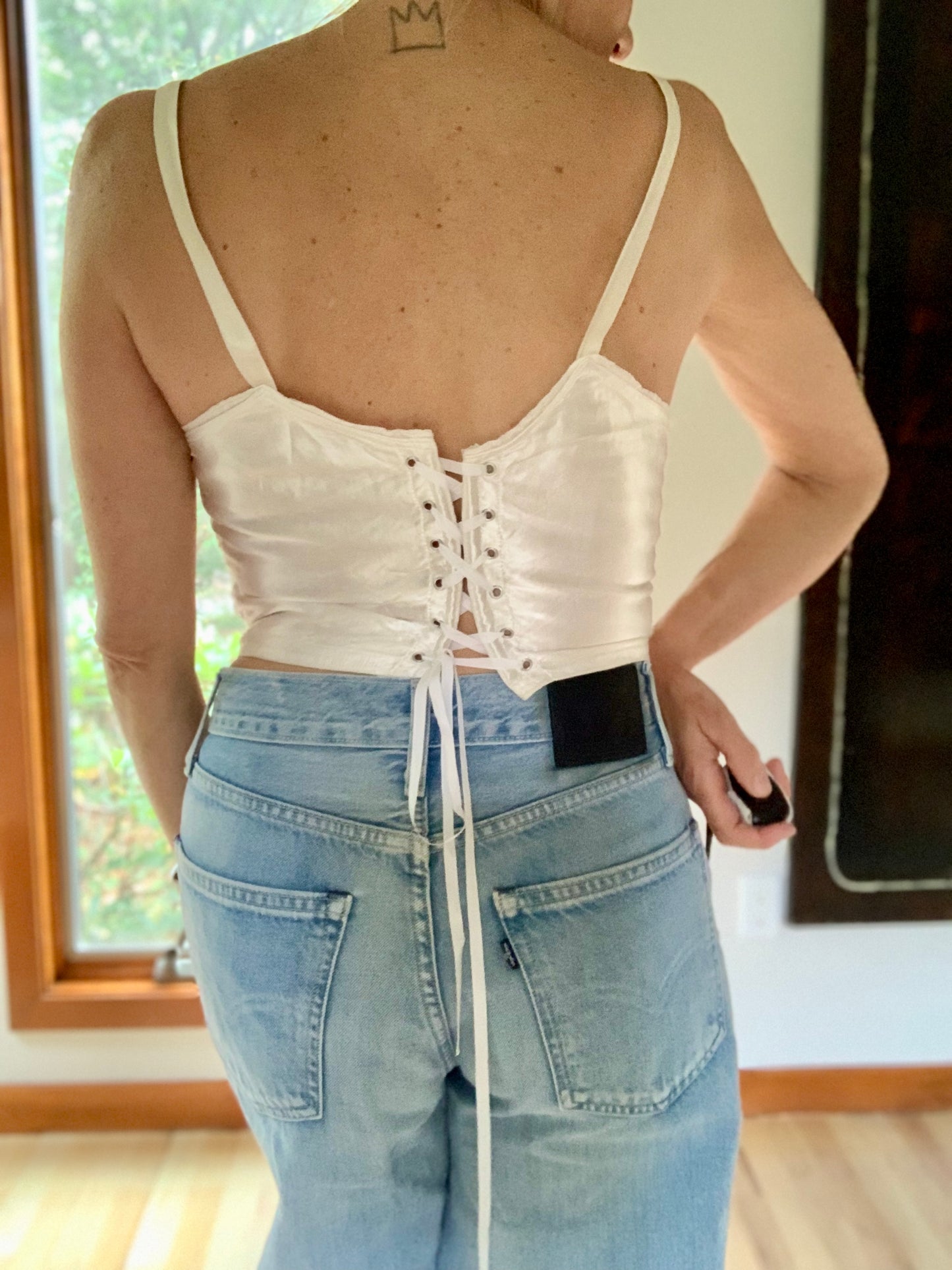 Satin Longline Bra - 50s Bullet Bra - Vintage Bustier - 50s - 50BP