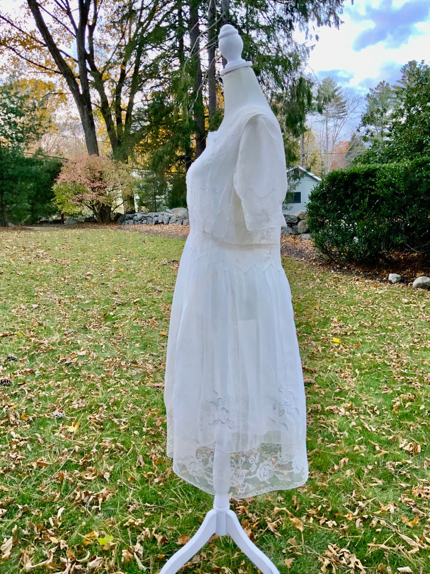 Edwardian Tea Dress in with Handmade Lace & Embroidery | c.1905–1915 - ED30