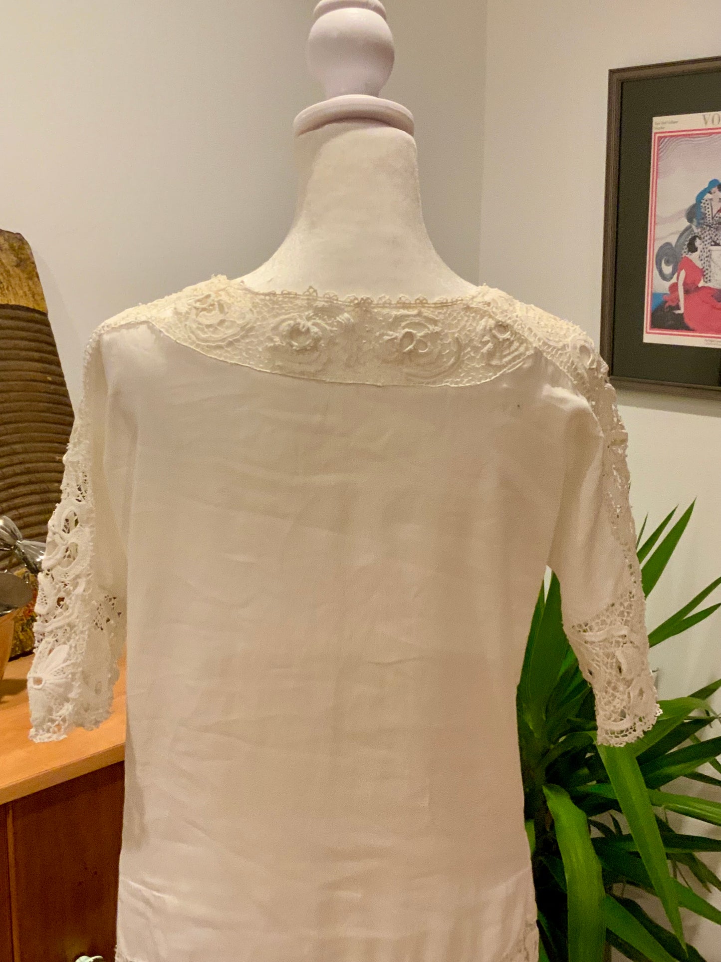 Edwardian Cotton & Lace Tea Dress c.1905–1915 |Antique Lingerie Dress with Battenberg & Crochet Lace-ED32