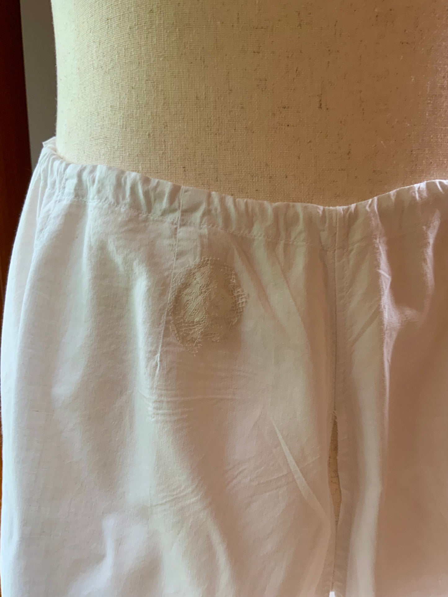 Authentic Edwardian White Cotton Split Drawers | Antique Lace Bloomers | Open Crotch Pantalettes | c.1905–1915-ED86
