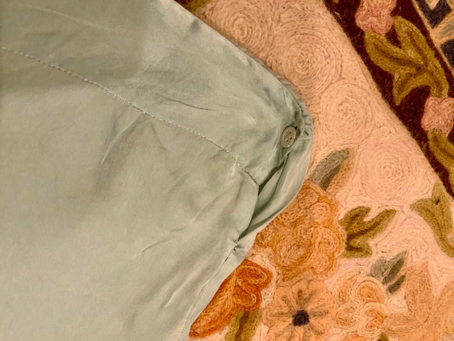 1930s Silk Pajama Pants – Pale Jade Vintage Lounge Trousers - 30AX