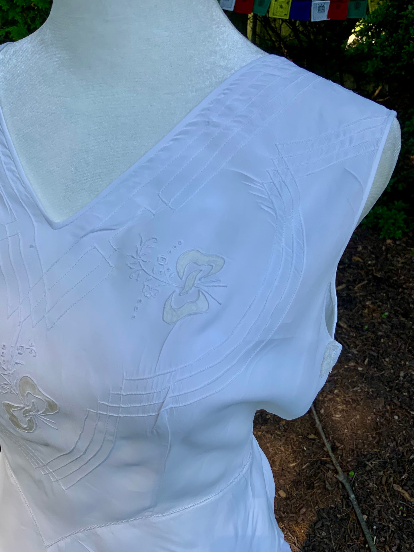 1930s Art Deco Embroidered Wrap Top | Reimagined from an Antique Nightgown-30DL