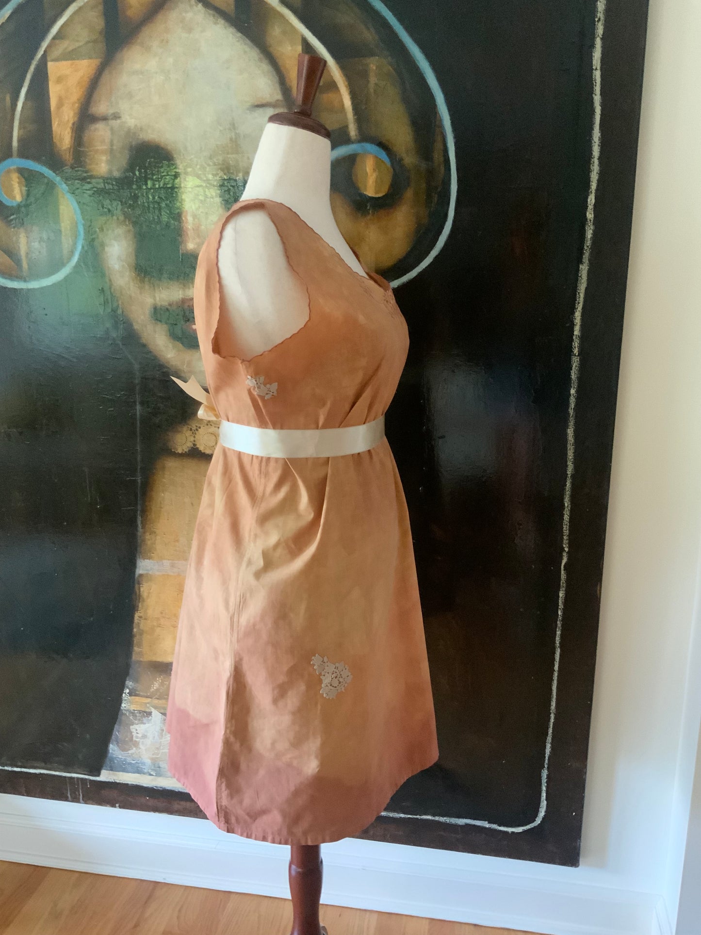 Antique Cotton Nightgown Purple Embroidery - 1910 - ED7