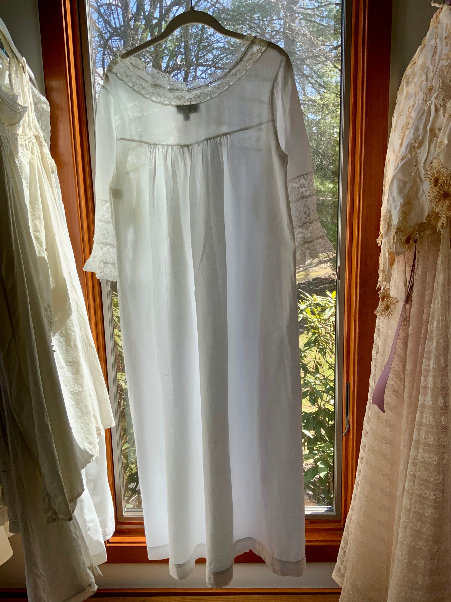 Vintage 1970s Christian Dior Lingerie White Cotton Lace Nightgown Dress | Romantic Edwardian Revival-70Z