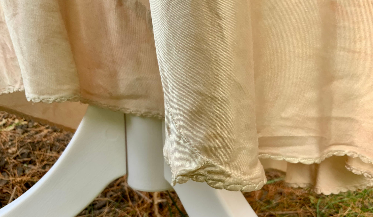 Late 1930s Tea Dyed Champagne Satin Gown Hollywood Glamour Vintage Bridal Slip Dress Boudoir-40BM