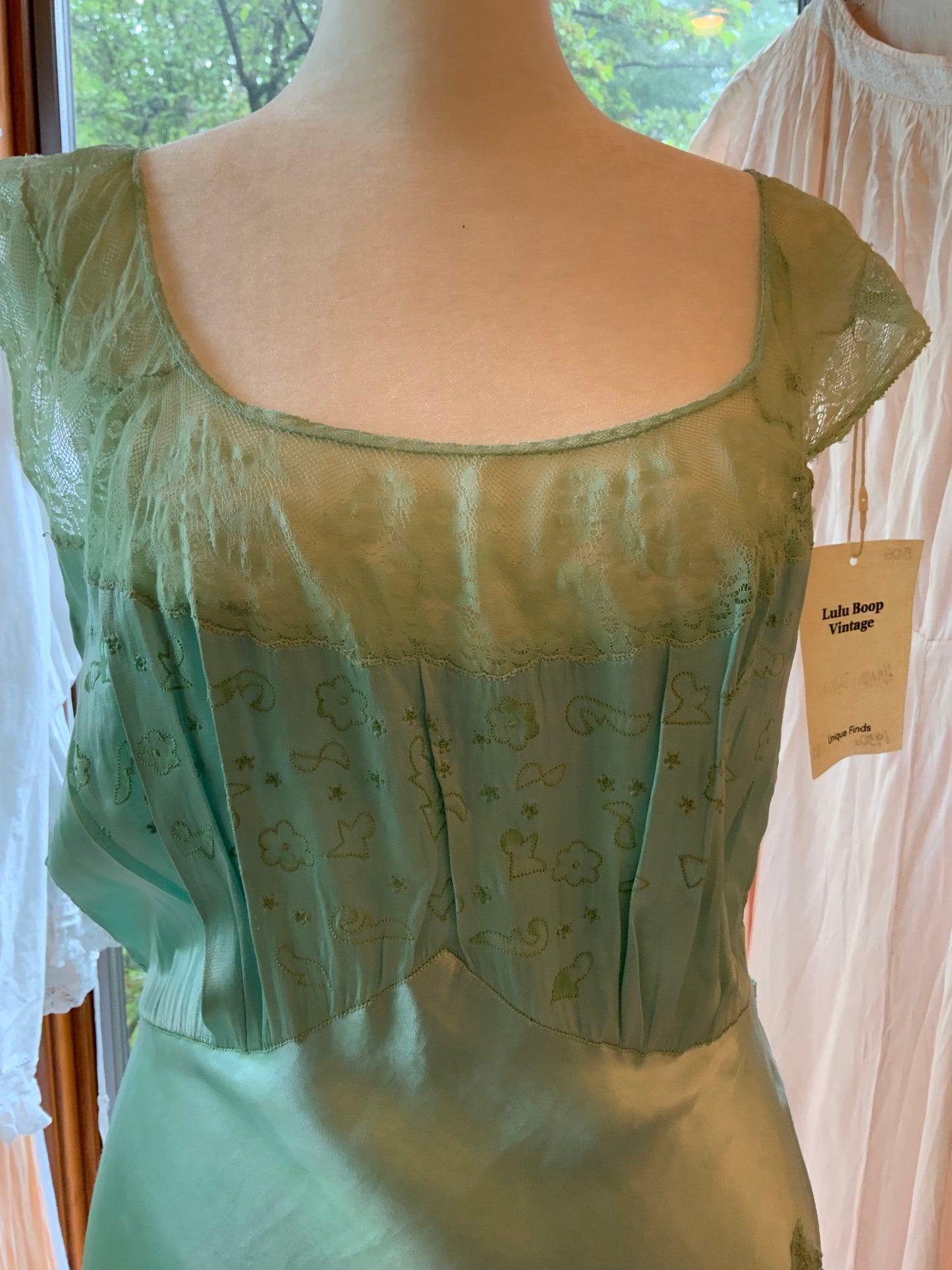 Hand Dyed Green Nightgown Satin - 50s -50G