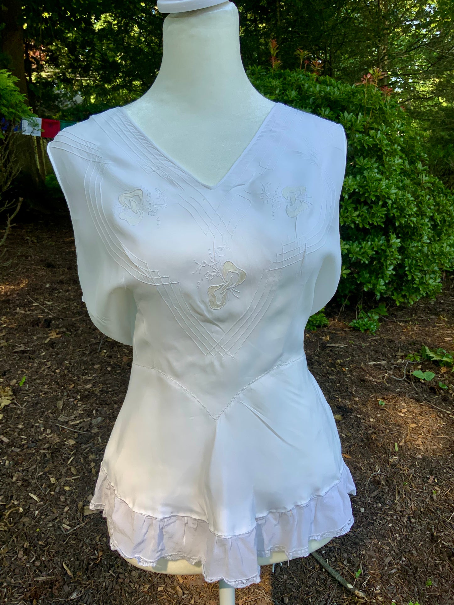 1930s Art Deco Embroidered Wrap Top | Reimagined from an Antique Nightgown-30DL