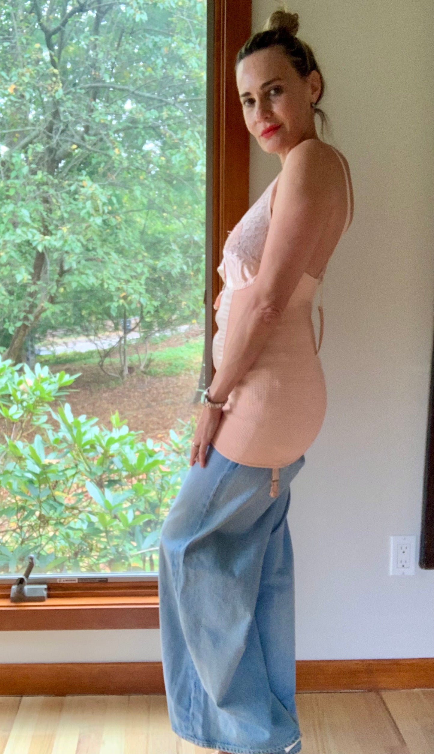 Vintage Corselet Girdle / Peach / Shaping Lingerie - Late 40s - 40AL corset