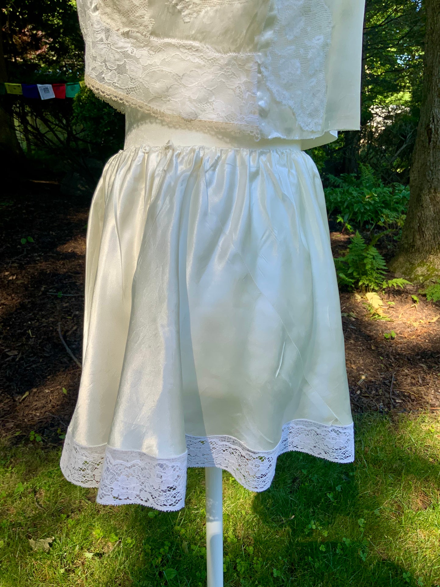 One-of-a-Kind Reconstructed 1940s Silk Set | Vintage Lace Top & Skirt-40CF