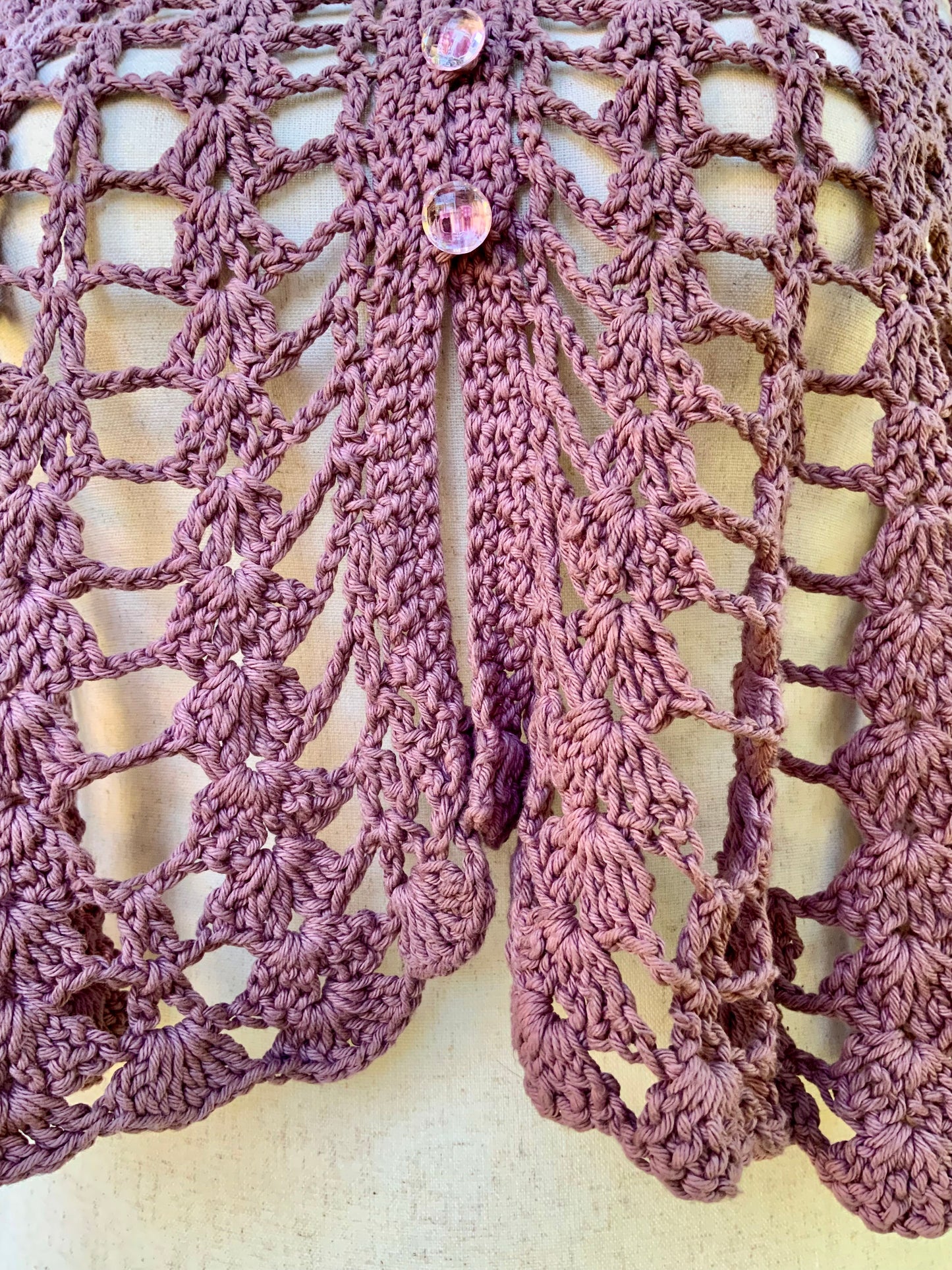 Hand Dyed Crochet Knit Capelet - 70s - 70Wa
