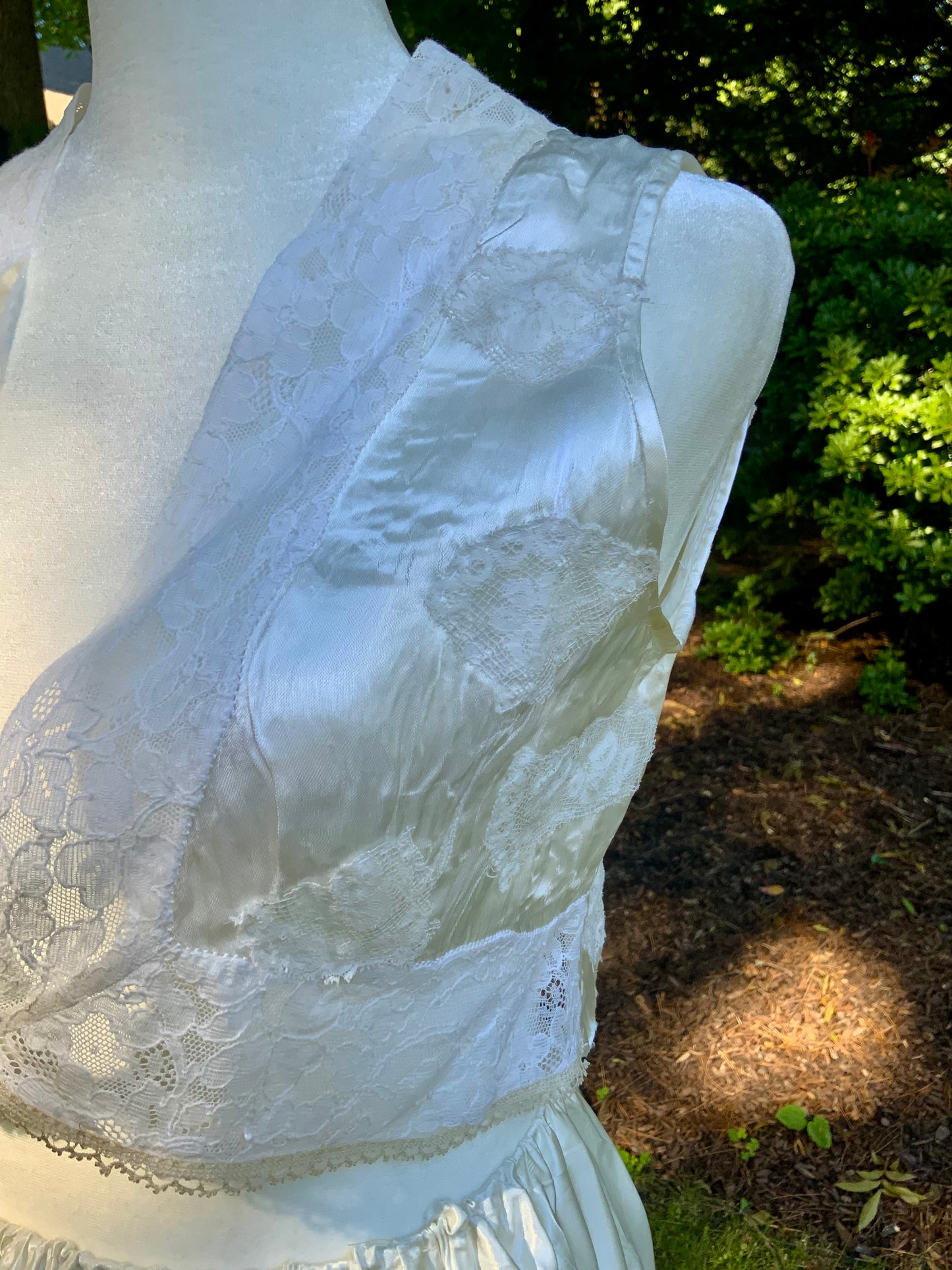 One-of-a-Kind Reconstructed 1940s Silk Set | Vintage Lace Top & Skirt-40CF
