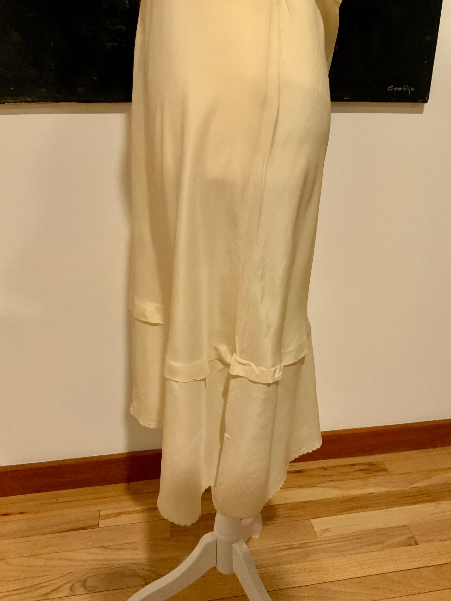 1930s Hand-Embroidered Pure Silk Slip Dress | Champagne - 30AT