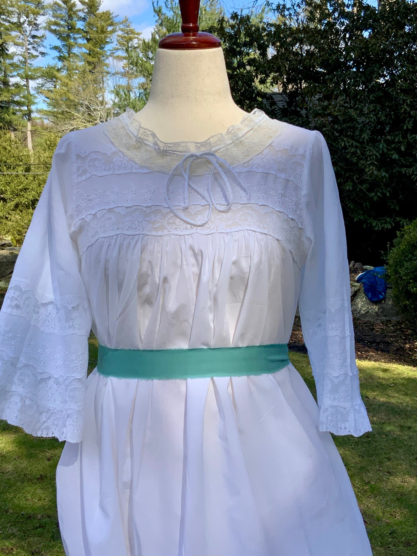 Vintage 1970s Christian Dior Lingerie White Cotton Lace Nightgown Dress | Romantic Edwardian Revival-70Z